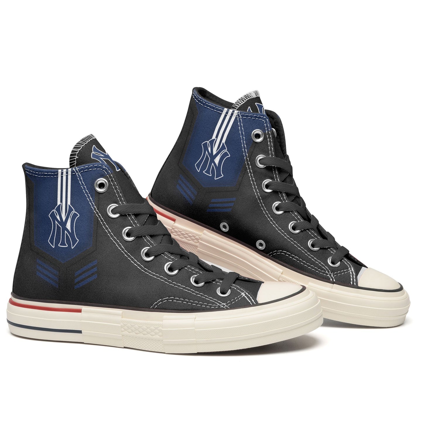 Ideafootwear New York Yankees High Top Canvas Sneakers Shoes For Men And Women
