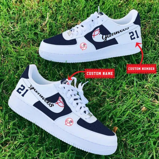 Ideafootwear New York Yankees MLB Air Low-Top Sneakers Shoes For Men And Women