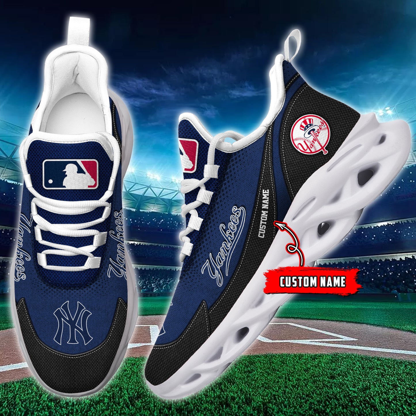 Ideafootwear New York Yankees MLB Max Soul Shoes Sneakers For Men And Women
