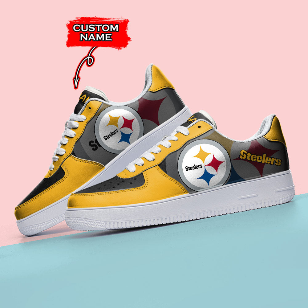 Ideafootwear Pittsburgh Steelers NFL Air Low-Top Sneakers Shoes For Men And Women