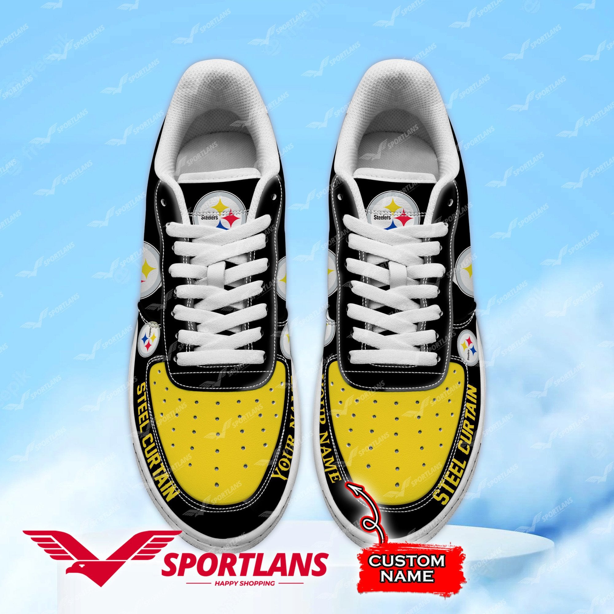 Ideafootwear Pittsburgh Steelers NFL Air Low-Top Sneakers Shoes For Men And Women