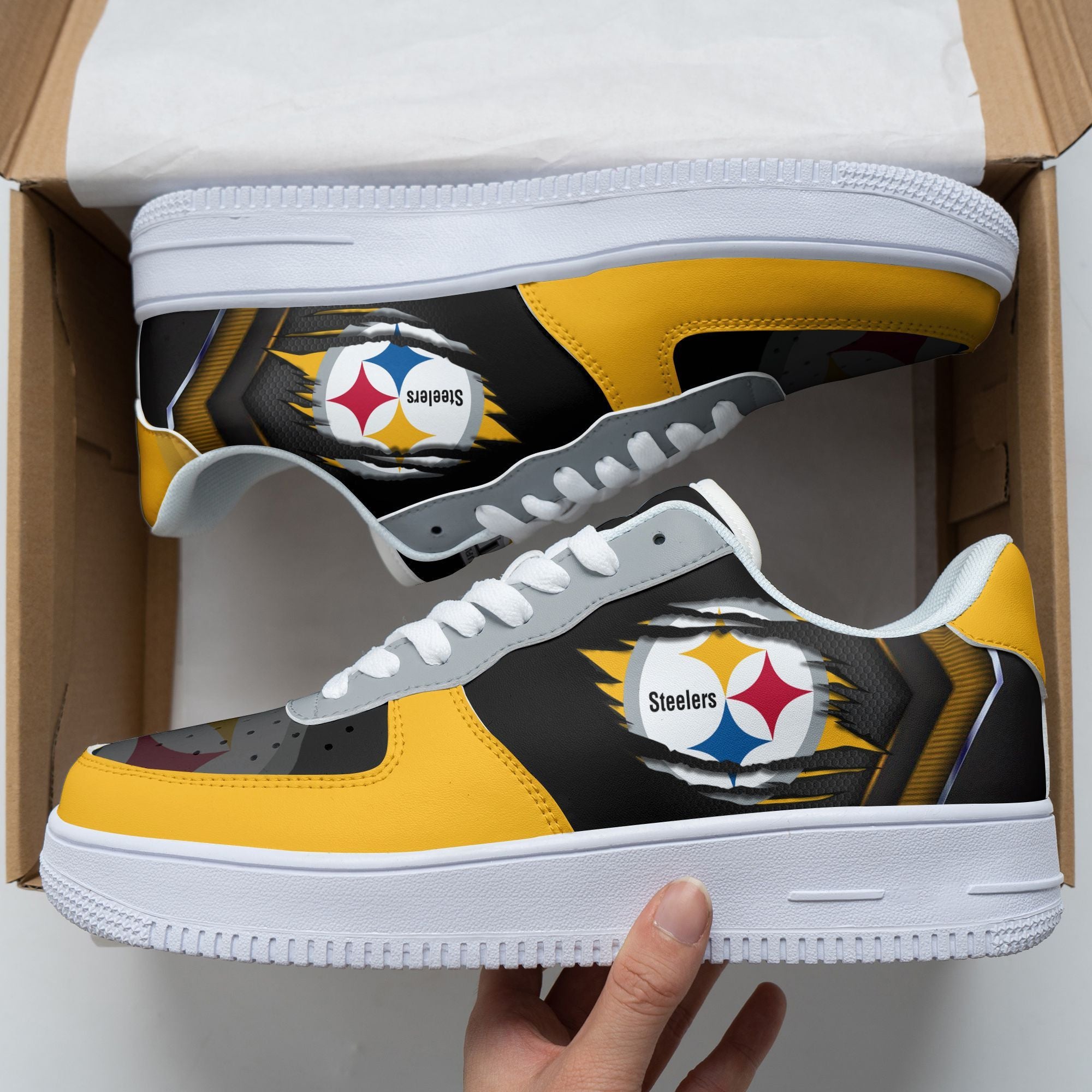 Ideafootwear Pittsburgh Steelers NFL Air Low-Top Sneakers Shoes For Men And Women