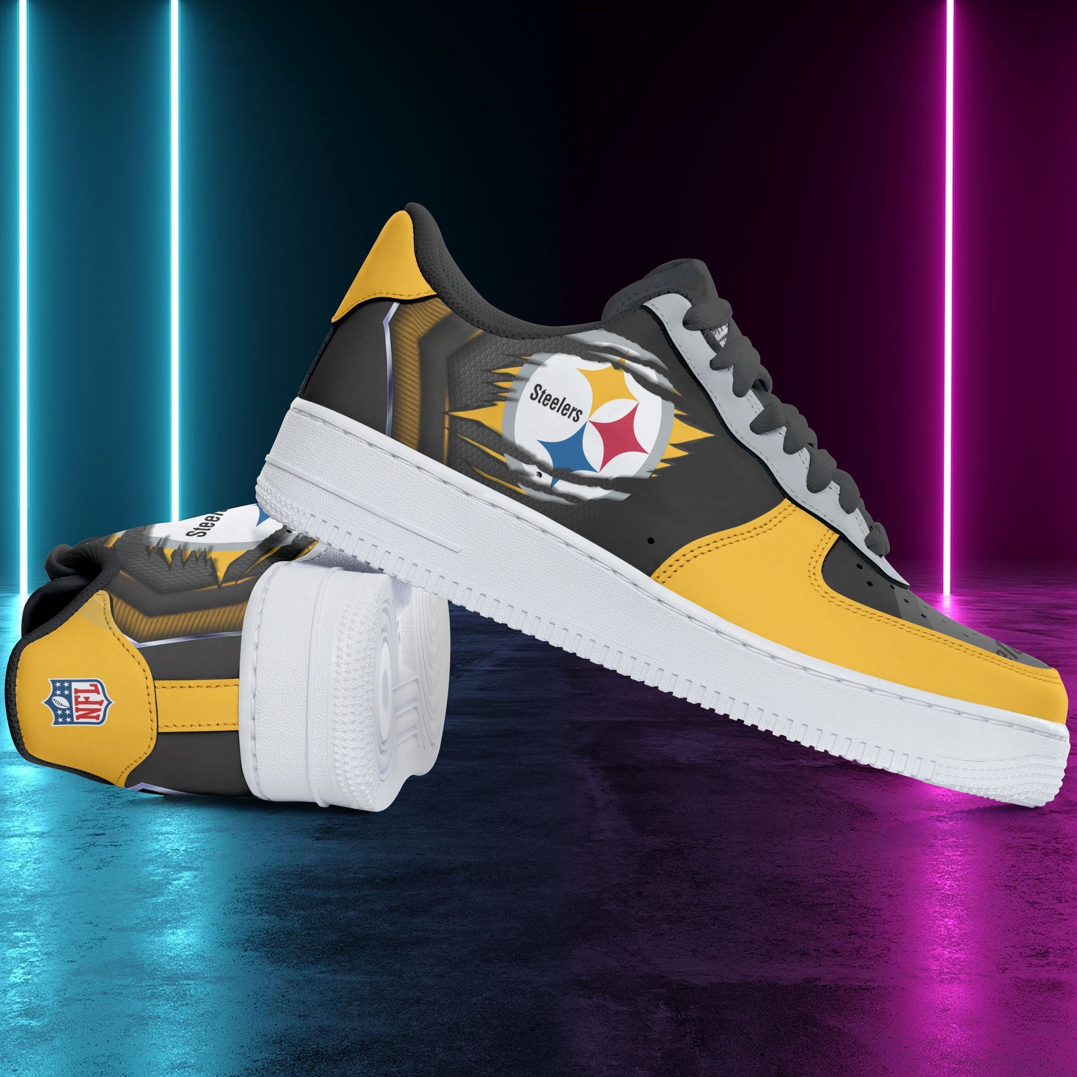 Ideafootwear Pittsburgh Steelers NFL Air Low-Top Sneakers Shoes For Men And Women