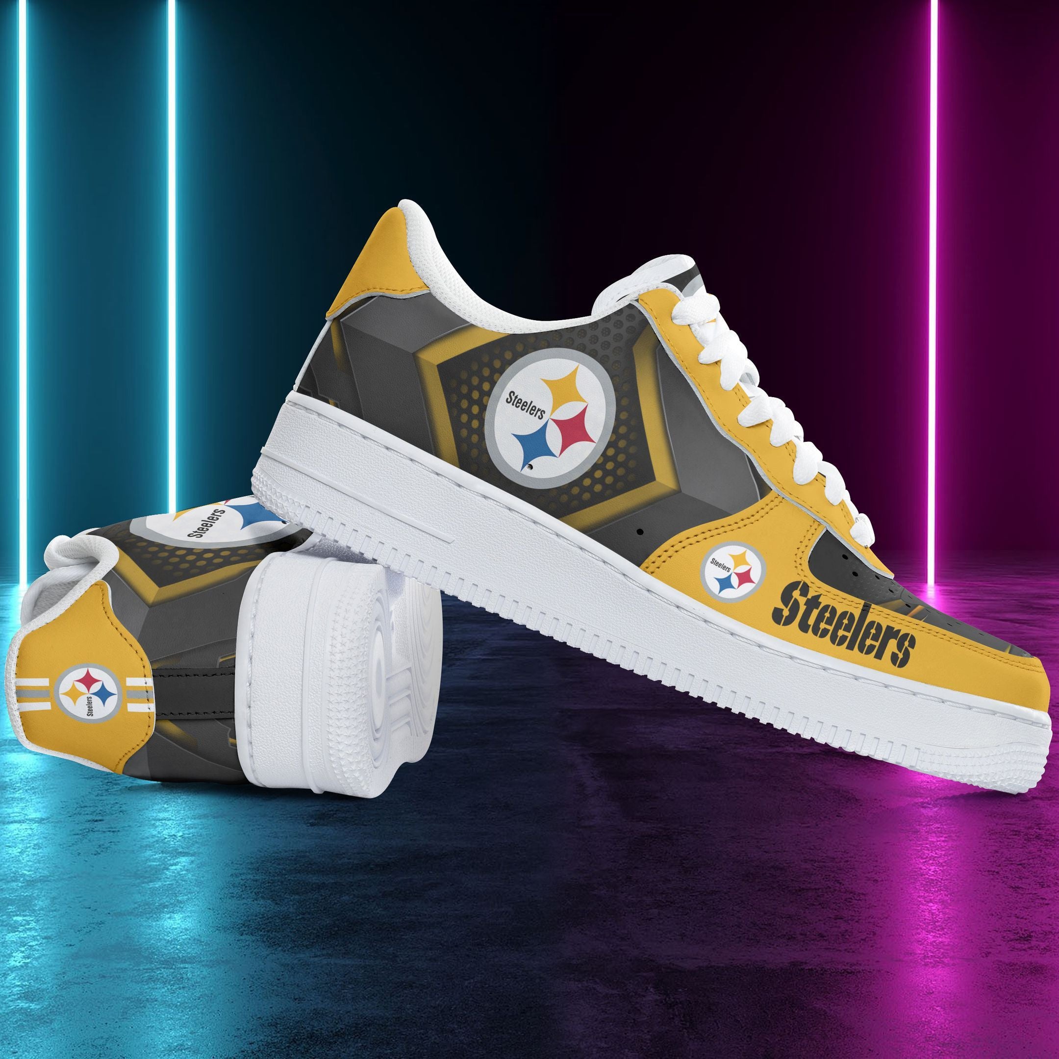 Ideafootwear Pittsburgh Steelers NFL Air Low-Top Sneakers Shoes For Men And Women