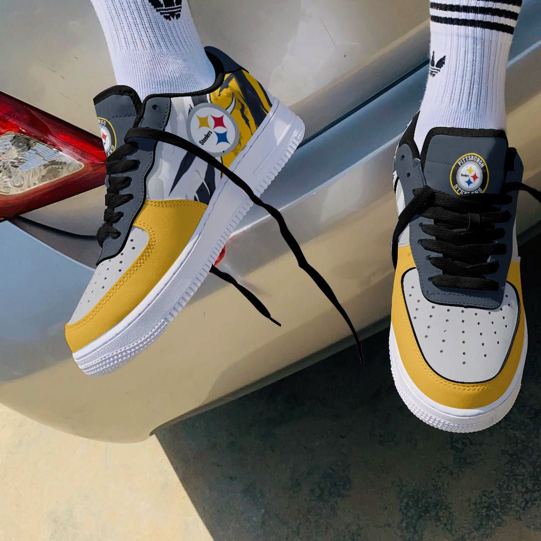 Ideafootwear Pittsburgh Steelers NFL Air Low-Top Sneakers Shoes For Men And Women