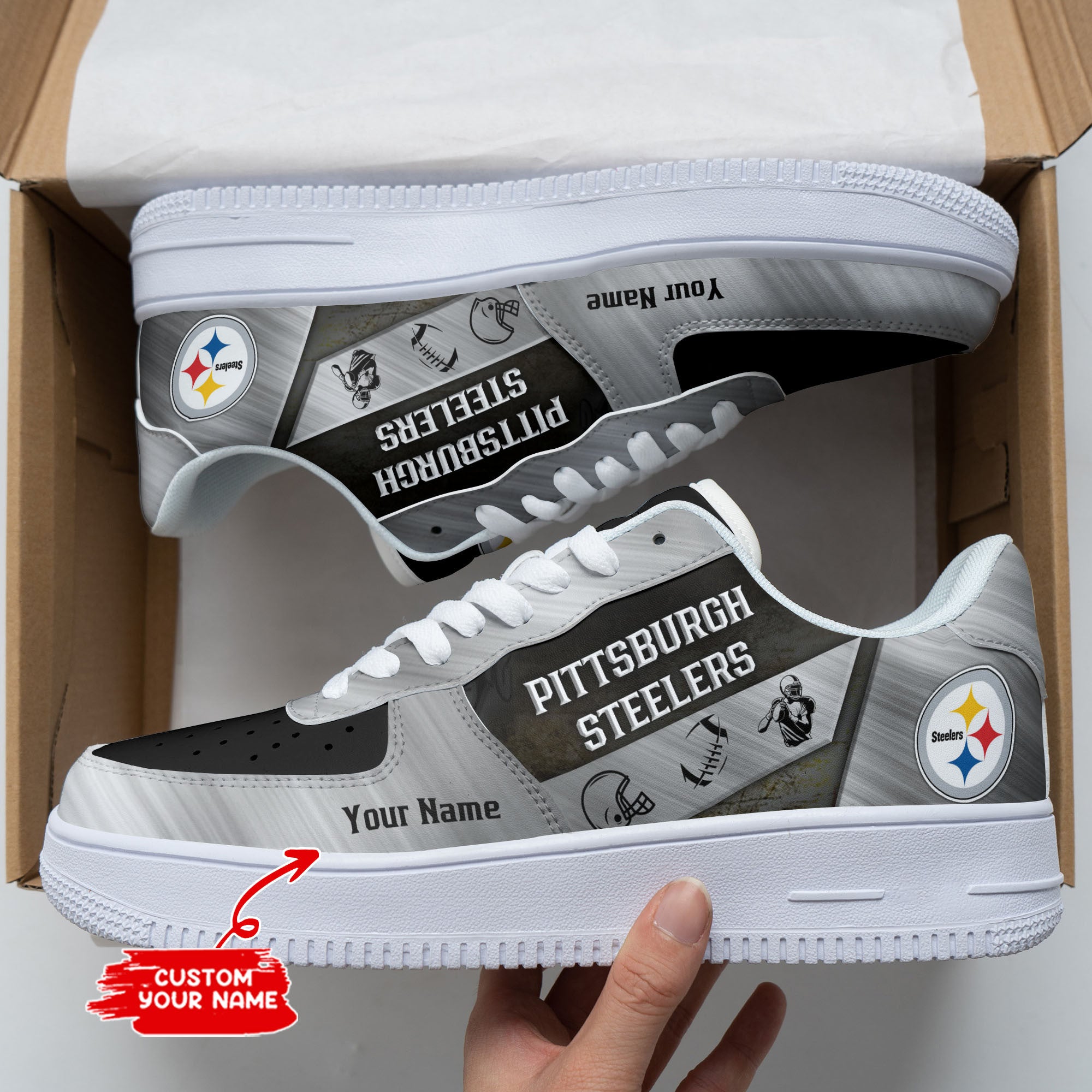 Ideafootwear Pittsburgh Steelers NFL Air Low-Top Sneakers Shoes For Men And Women