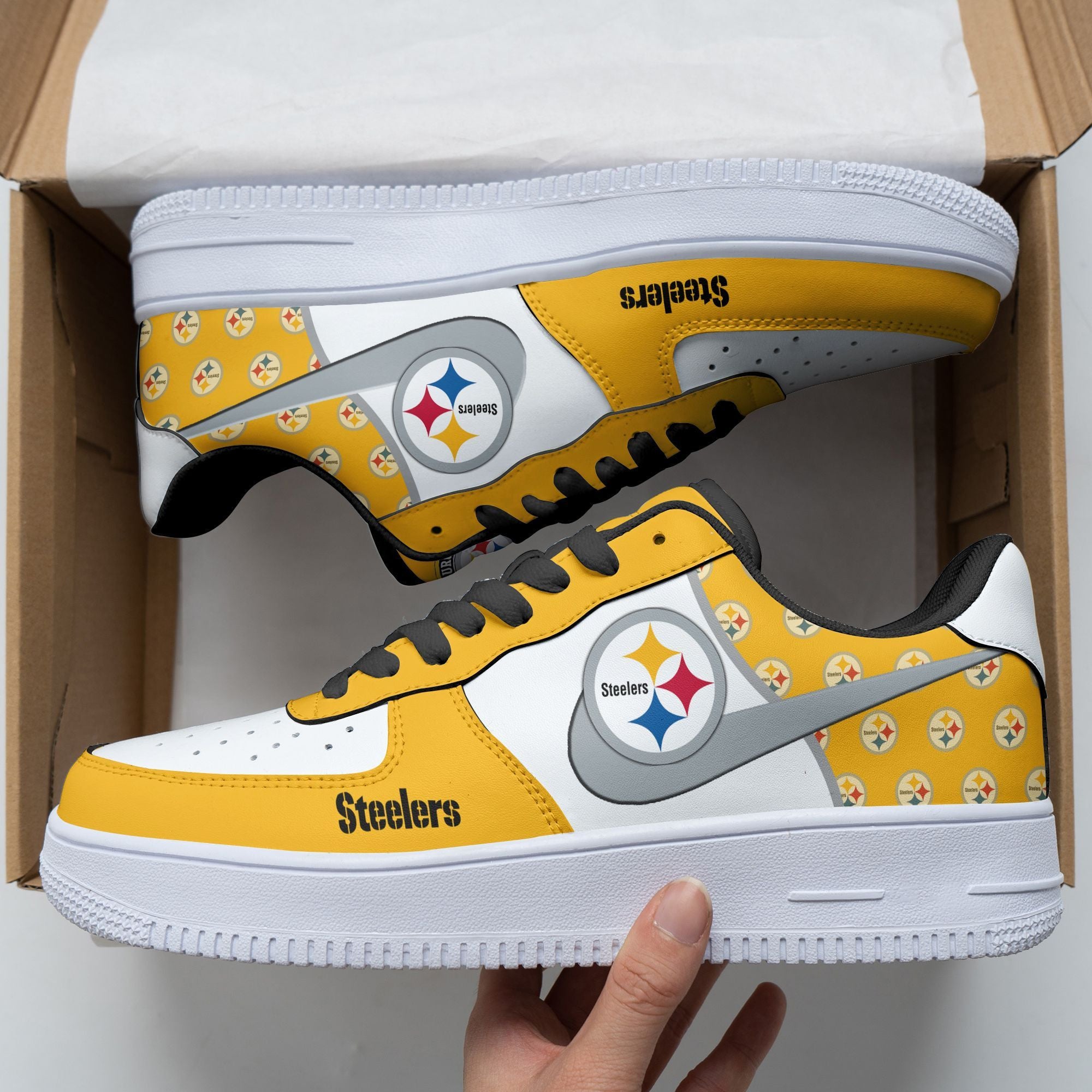 Ideafootwear Pittsburgh Steelers NFL Air Low-Top Sneakers Shoes For Men And Women