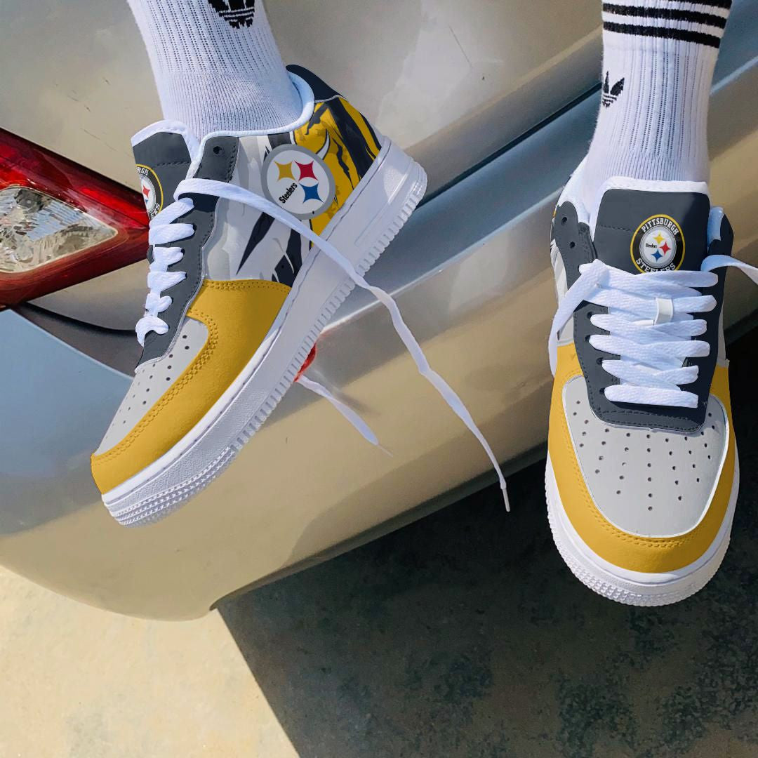 Ideafootwear Pittsburgh Steelers NFL Air Low-Top Sneakers Shoes For Men And Women