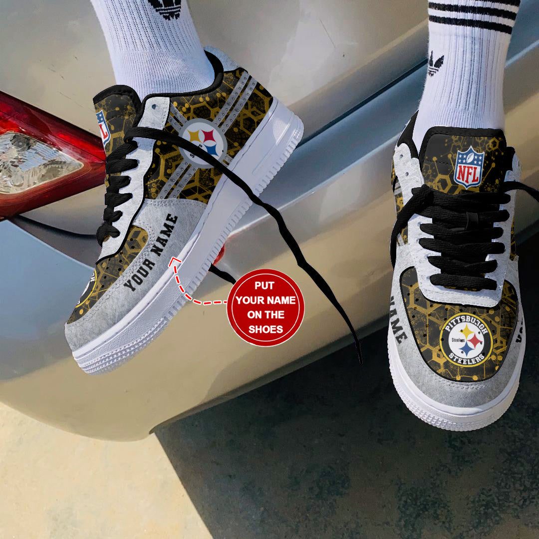 Ideafootwear Pittsburgh Steelers NFL Air Low-Top Sneakers Shoes For Men And Women
