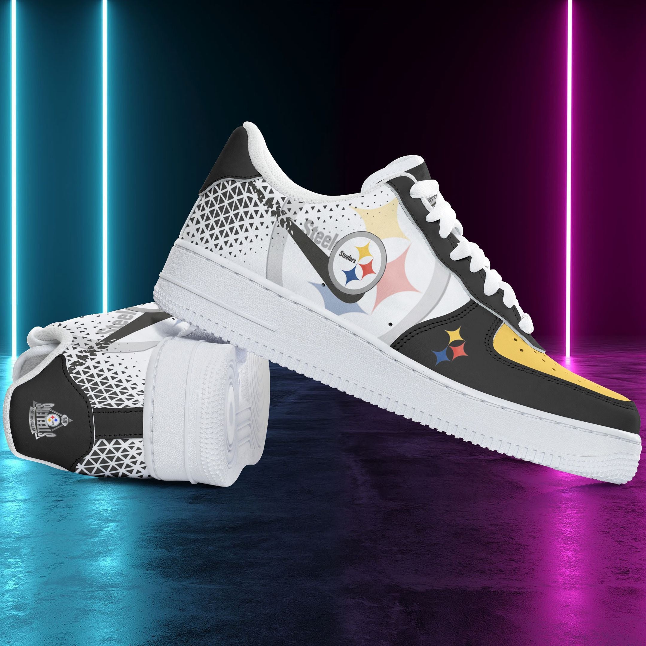 Ideafootwear Pittsburgh Steelers NFL Air Low-Top Sneakers Shoes For Men And Women