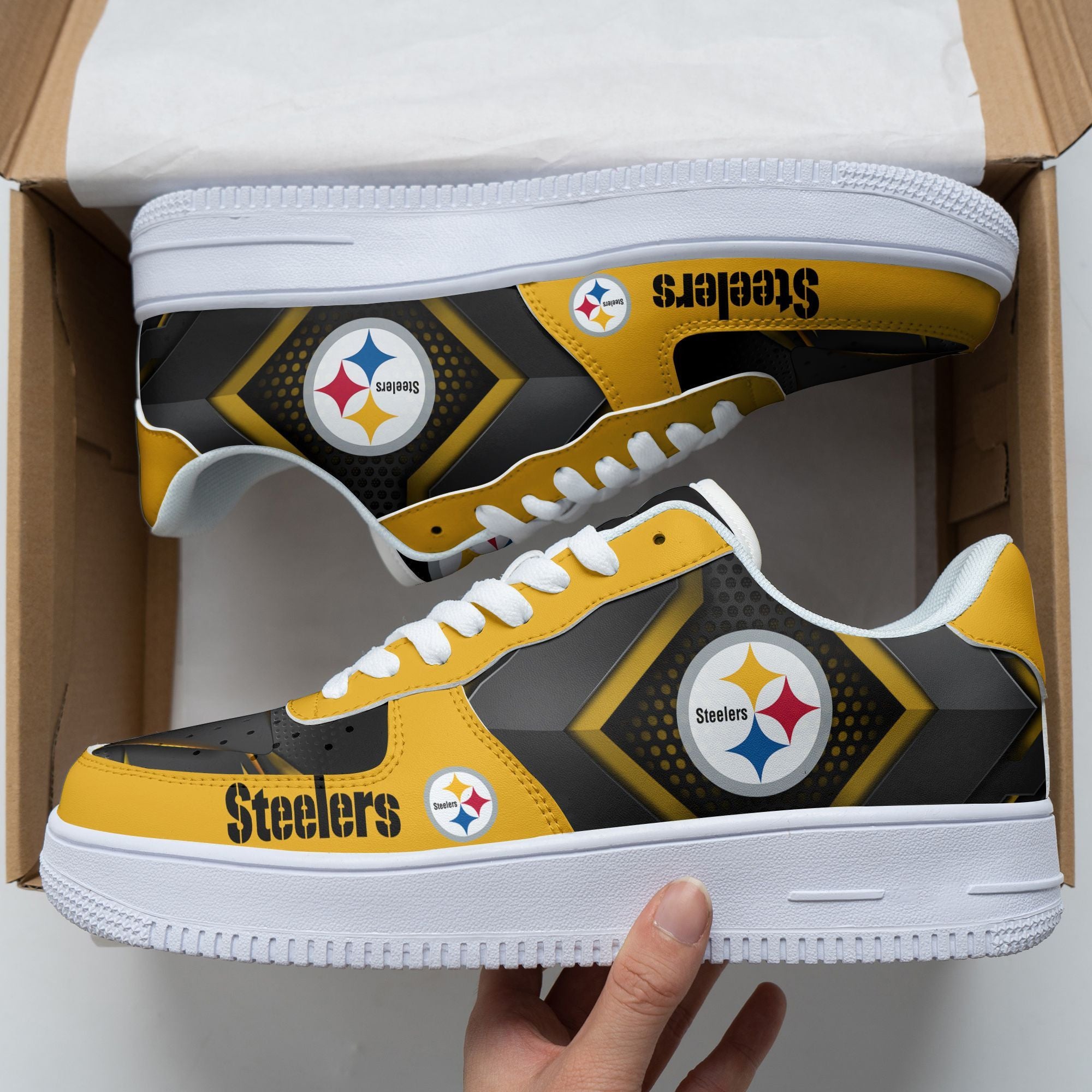 Ideafootwear Pittsburgh Steelers NFL Air Low-Top Sneakers Shoes For Men And Women