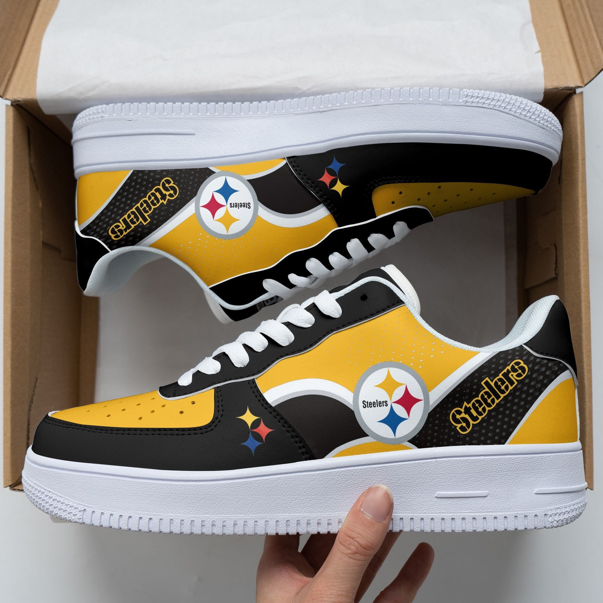 Ideafootwear Pittsburgh Steelers NFL Air Low-Top Sneakers Shoes For Men And Women