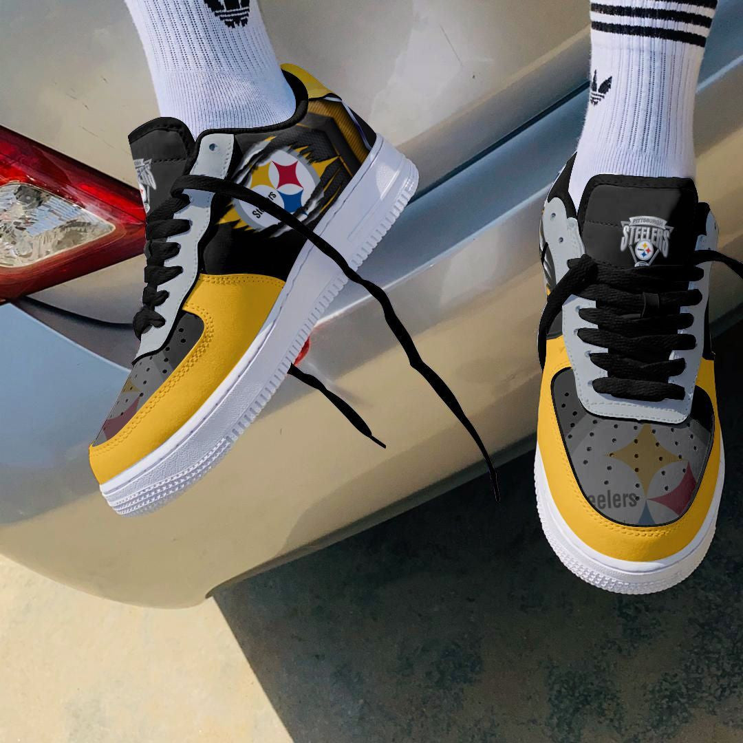 Ideafootwear Pittsburgh Steelers NFL Air Low-Top Sneakers Shoes For Men And Women