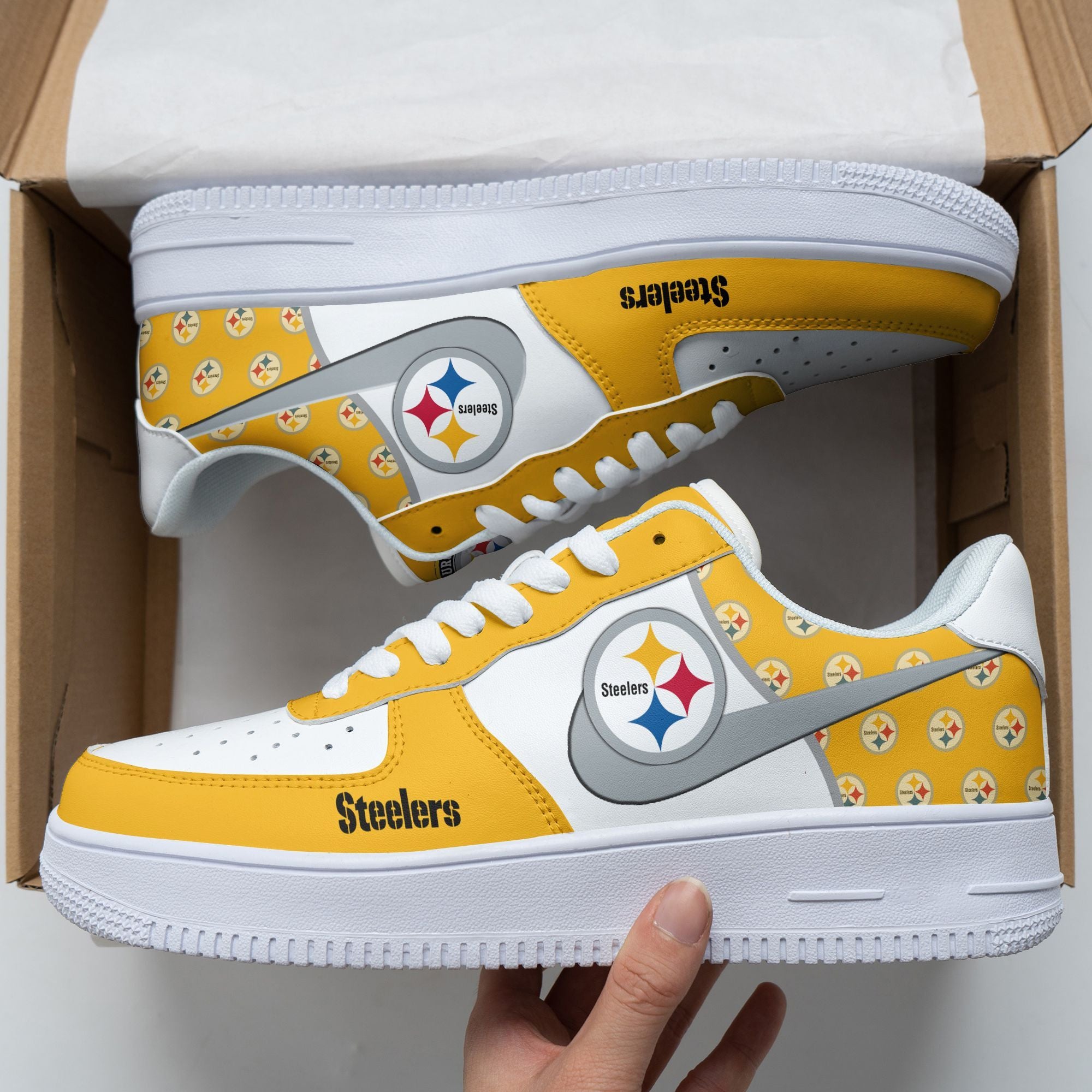 Ideafootwear Pittsburgh Steelers NFL Air Low-Top Sneakers Shoes For Men And Women