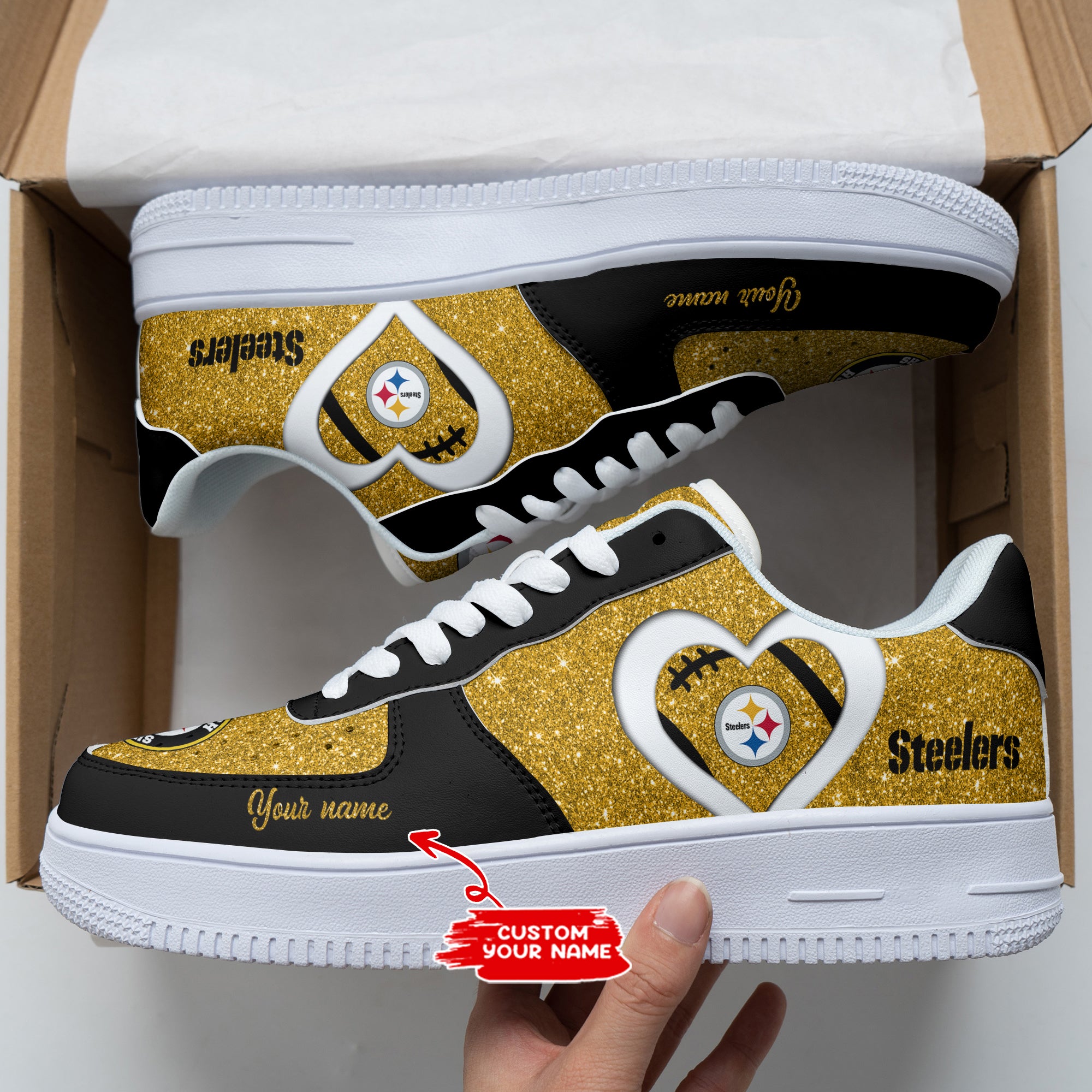 Ideafootwear Pittsburgh Steelers NFL Air Low-Top Sneakers Shoes For Men And Women