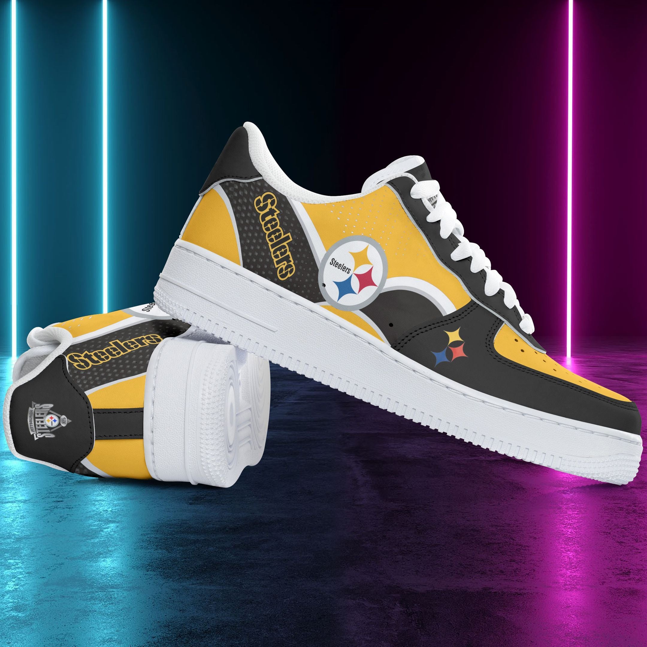 Ideafootwear Pittsburgh Steelers NFL Air Low-Top Sneakers Shoes For Men And Women