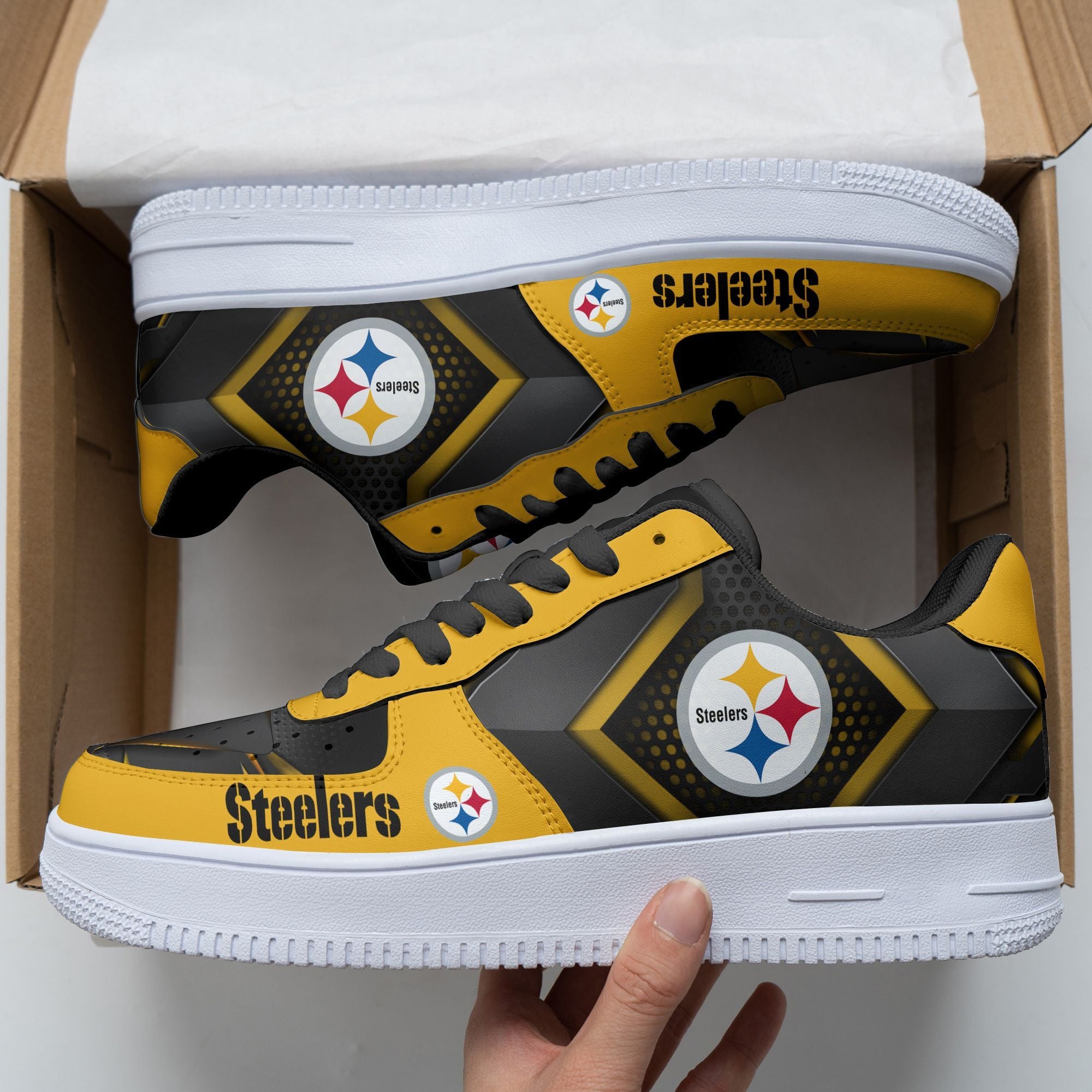 Ideafootwear Pittsburgh Steelers NFL Air Low-Top Sneakers Shoes For Men And Women