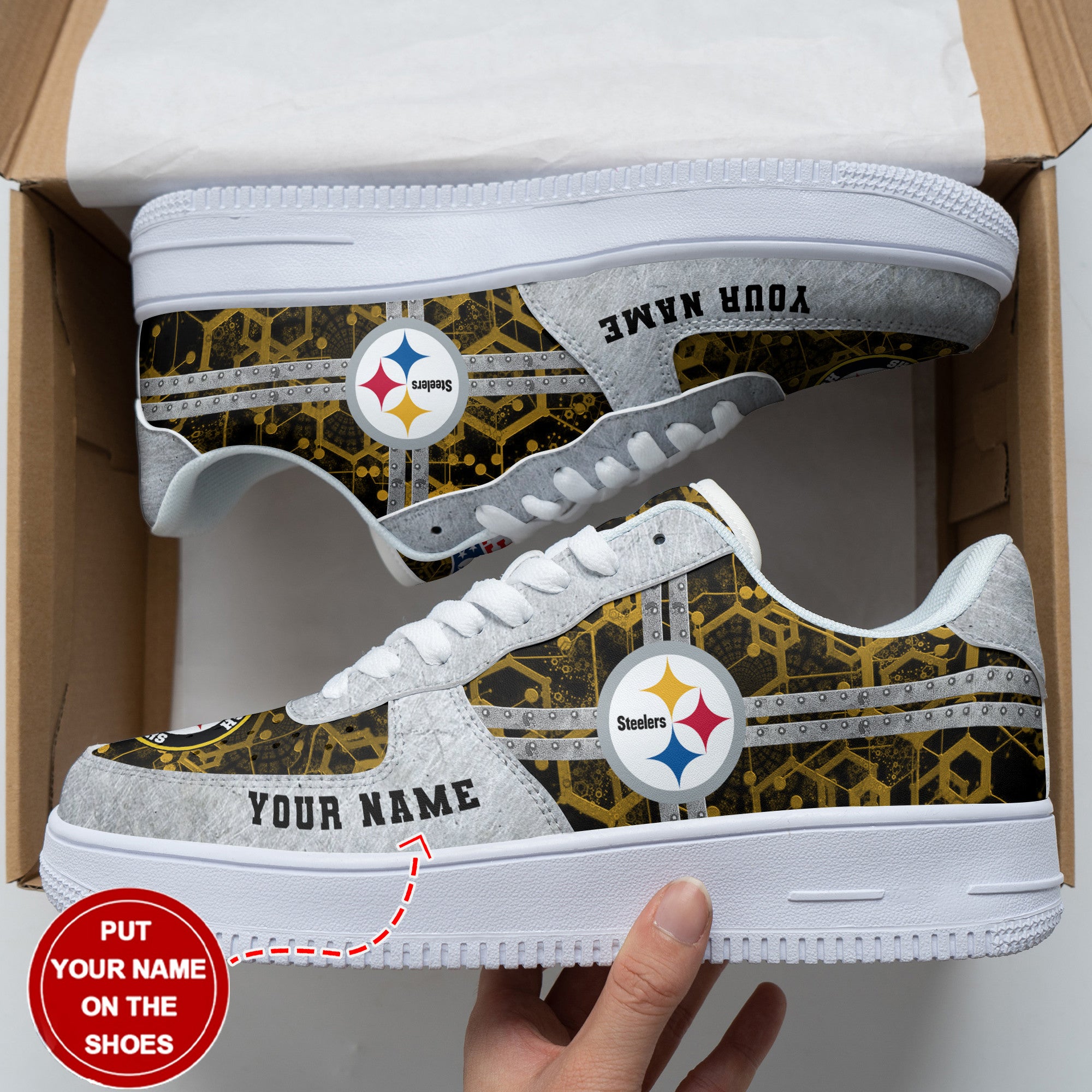 Ideafootwear Pittsburgh Steelers NFL Air Low-Top Sneakers Shoes For Men And Women