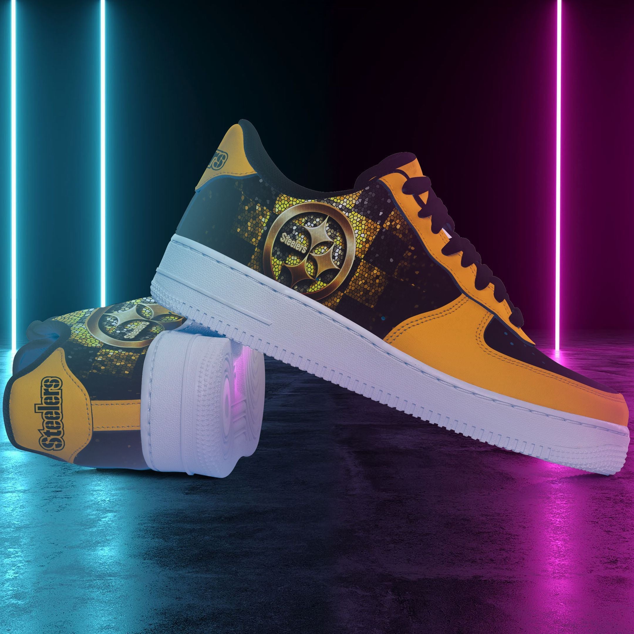 Ideafootwear Pittsburgh Steelers NFL Air Low-Top Sneakers Shoes For Men And Women