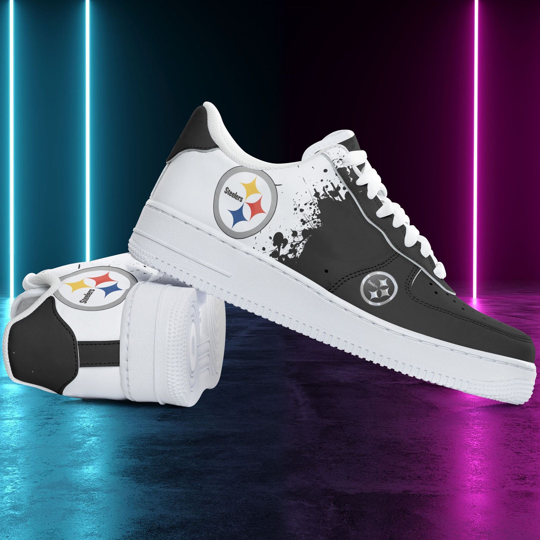 Ideafootwear Pittsburgh Steelers NFL Air Low-Top Sneakers Shoes For Men And Women