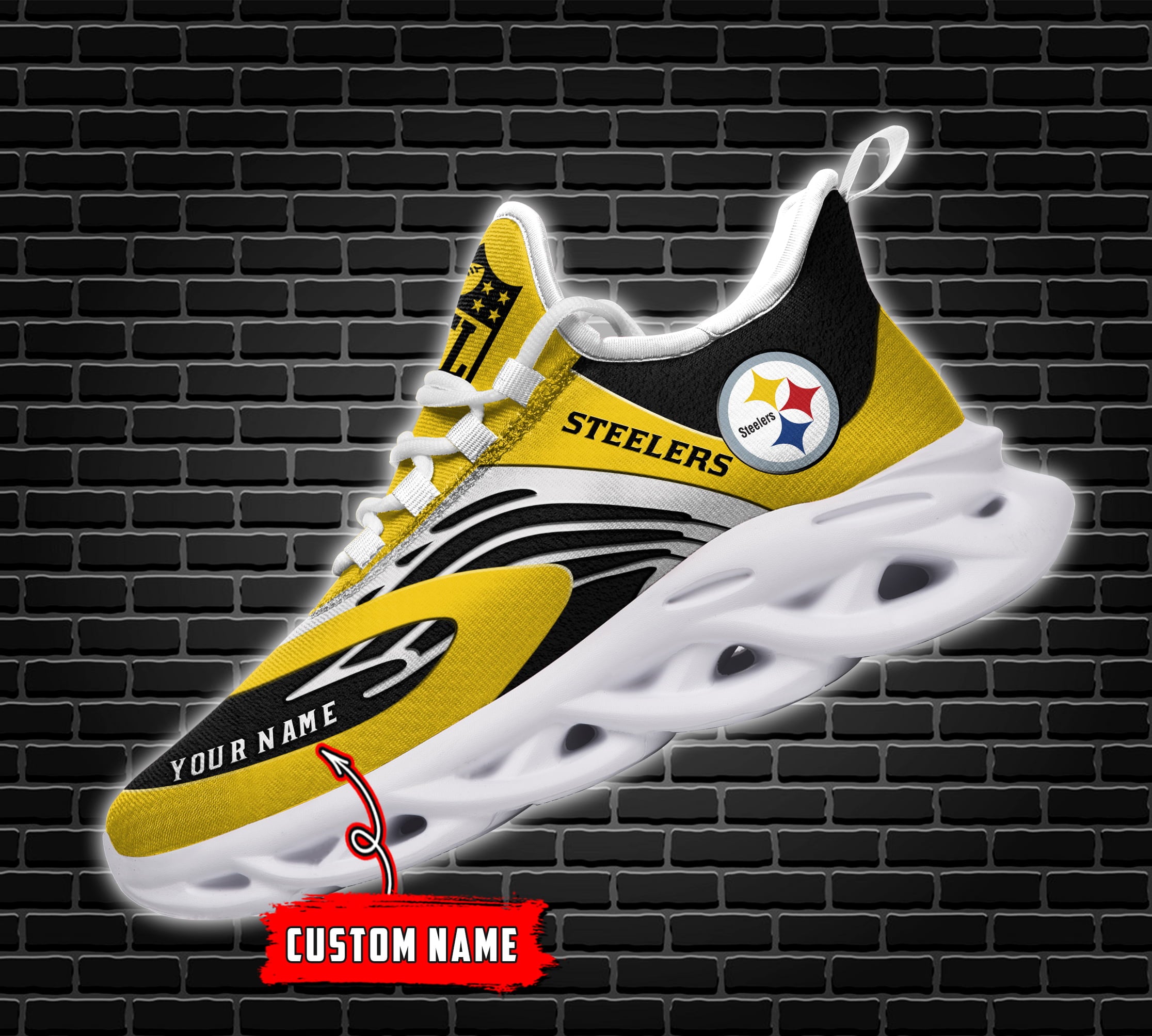 Ideafootwear Pittsburgh Steelers NFL Max Soul Shoes Sneakers For Men And Women