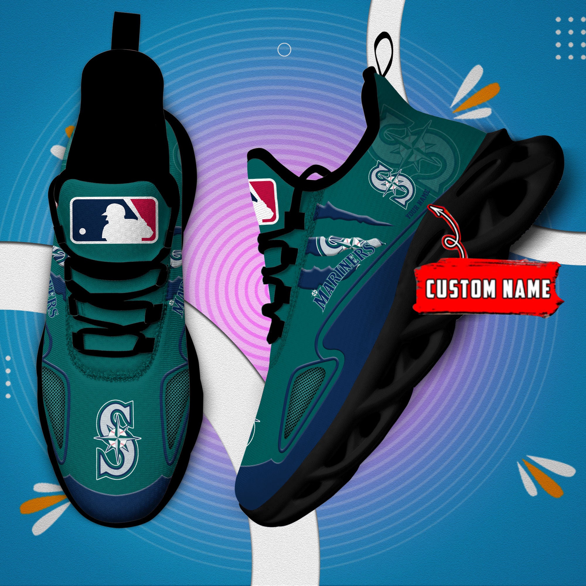 Ideafootwear Seattle Mariners Max Soul Shoes Sneakers For Men And Women