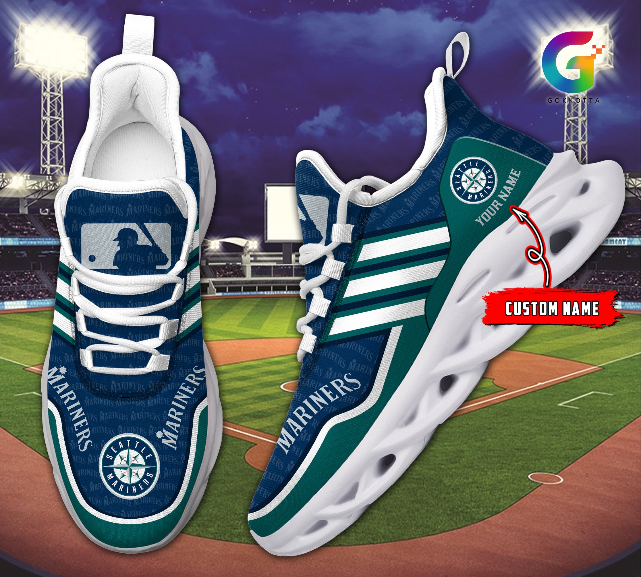 Ideafootwear Seattle Mariners MLB Max Soul Shoes Sneakers For Men And Women