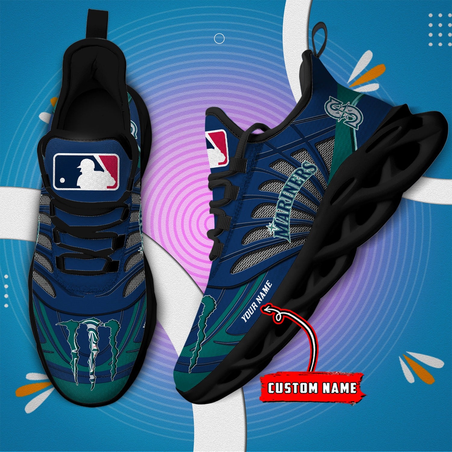 Ideafootwear Seattle Mariners MLB Max Soul Shoes Sneakers For Men And Women
