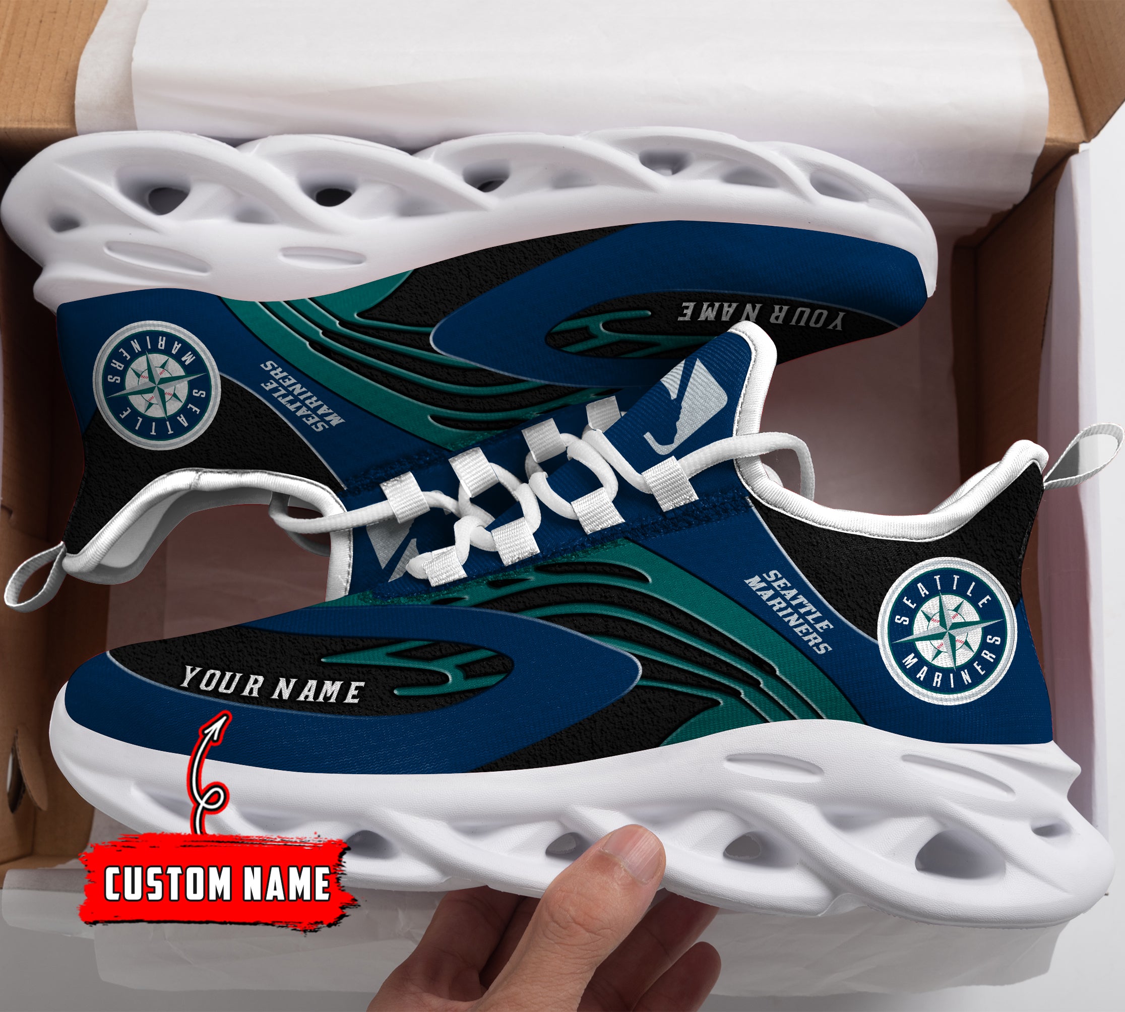 Ideafootwear Seattle Mariners MLB Max Soul Shoes Sneakers For Men And Women