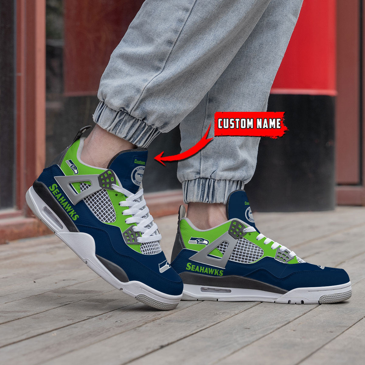 Ideafootwear Seattle Seahawks AJ4 Sneakers Shoes For Men And Women