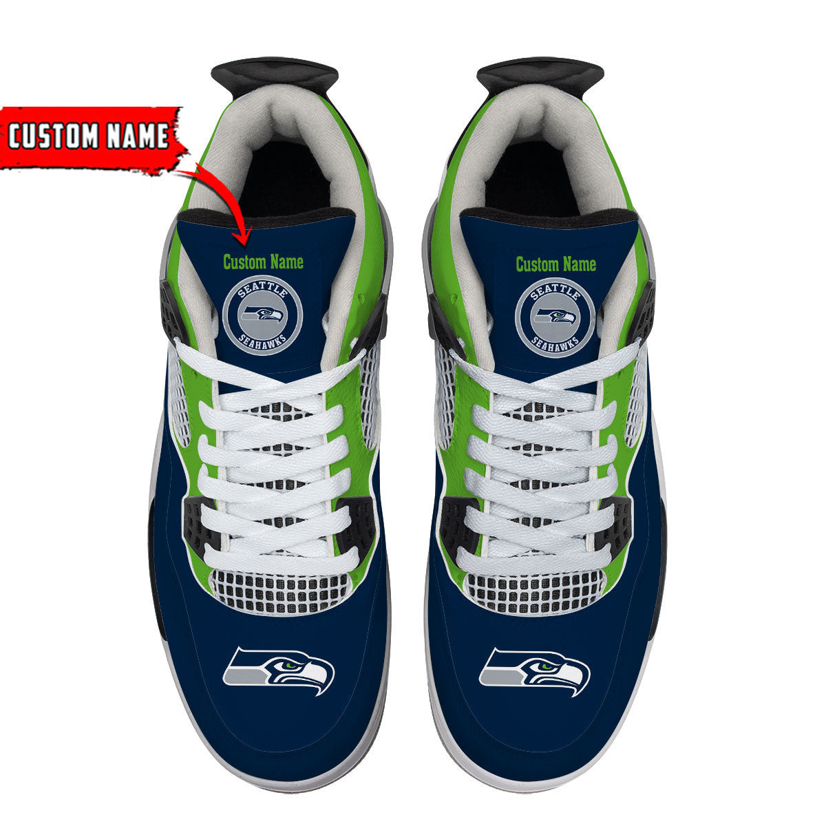 Ideafootwear Seattle Seahawks AJ4 Sneakers Shoes For Men And Women