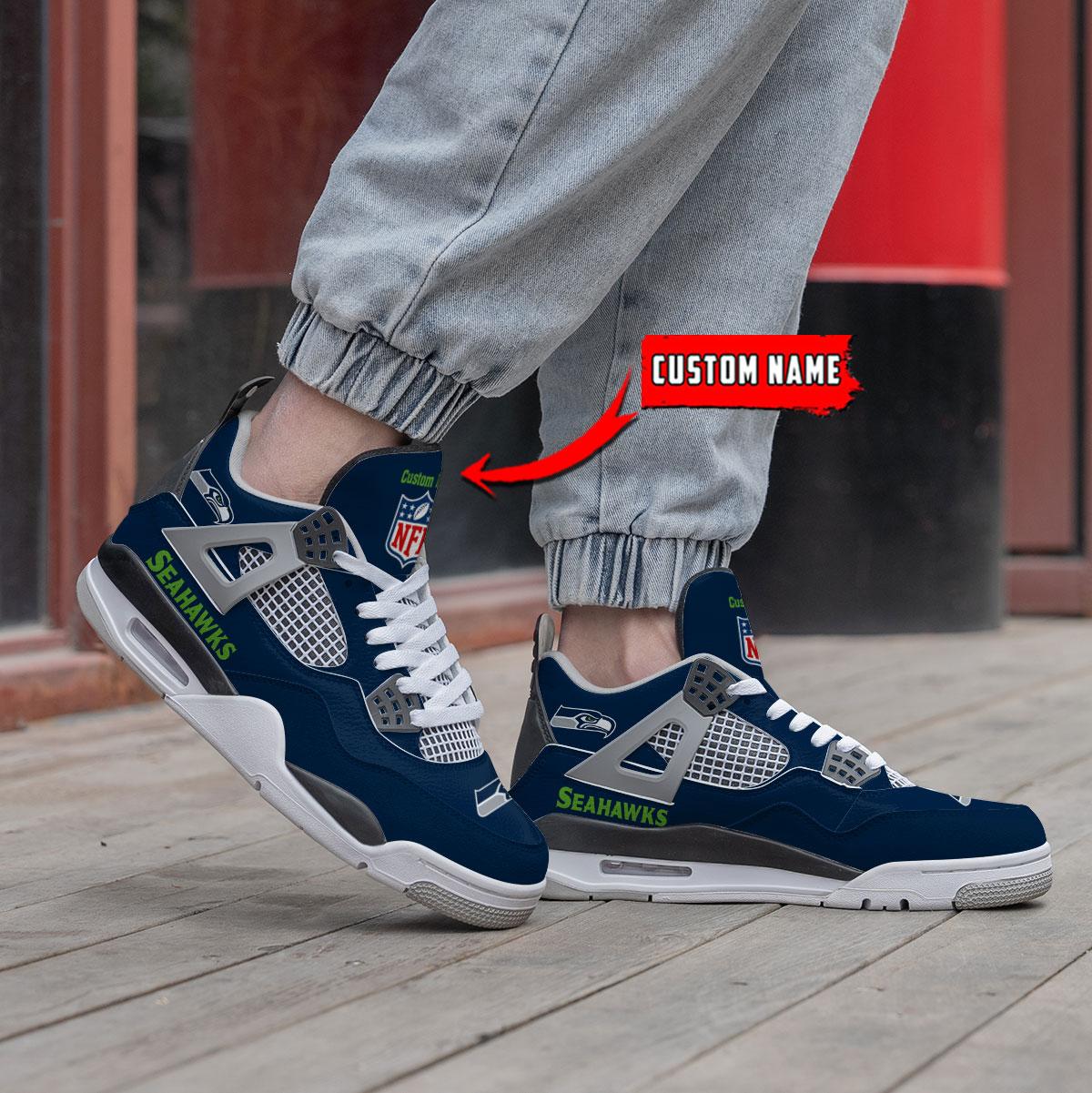 Ideafootwear Seattle Seahawks AJ4 Sneakers Shoes For Men And Women