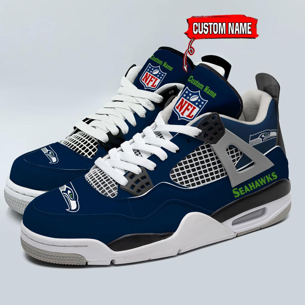 Ideafootwear Seattle Seahawks AJ4 Sneakers Shoes For Men And Women