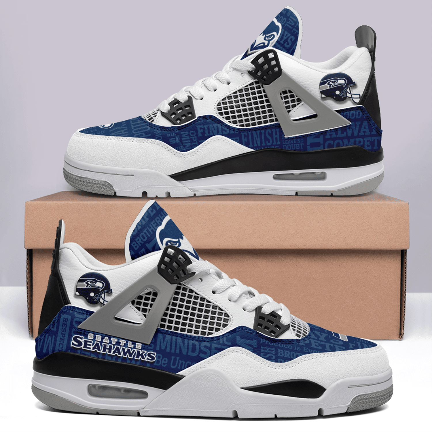 Ideafootwear Seattle Seahawks AJ4 Sneakers Shoes For Men And Women