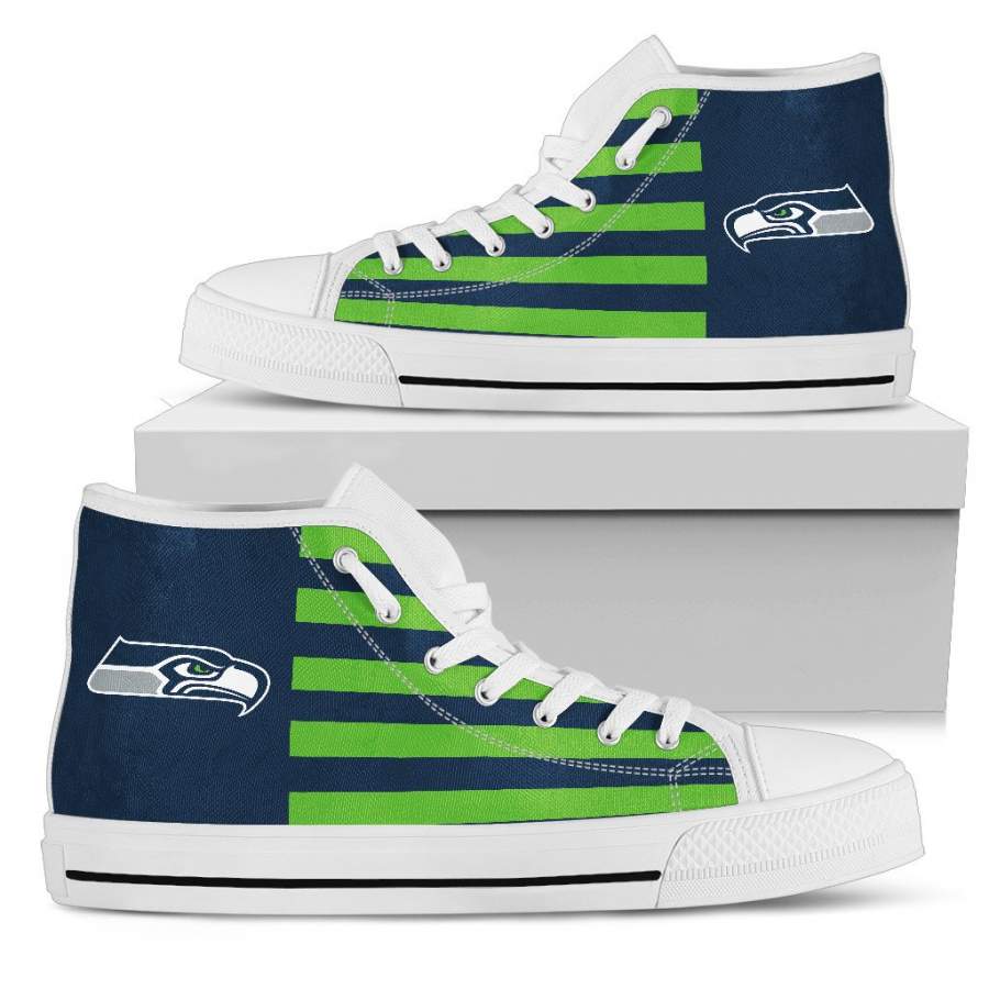 Ideafootwear Seattle Seahawks High Top Canvas Sneakers Shoes For Men And Women