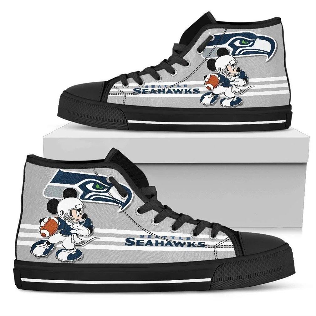 Ideafootwear Seattle Seahawks High Top Canvas Sneakers Shoes For Men And Women