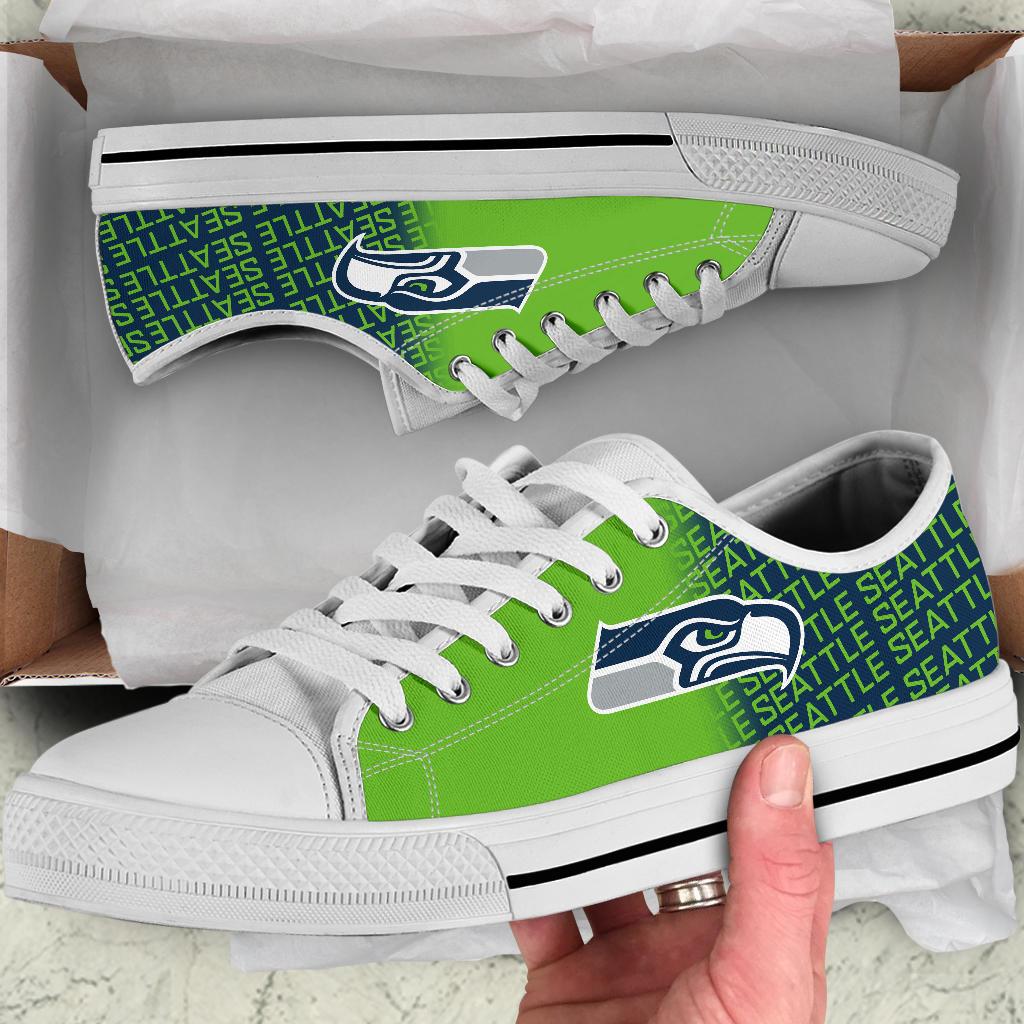Ideafootwear Seattle Seahawks Low Top Canvas Sneakers Shoes For Men And Women