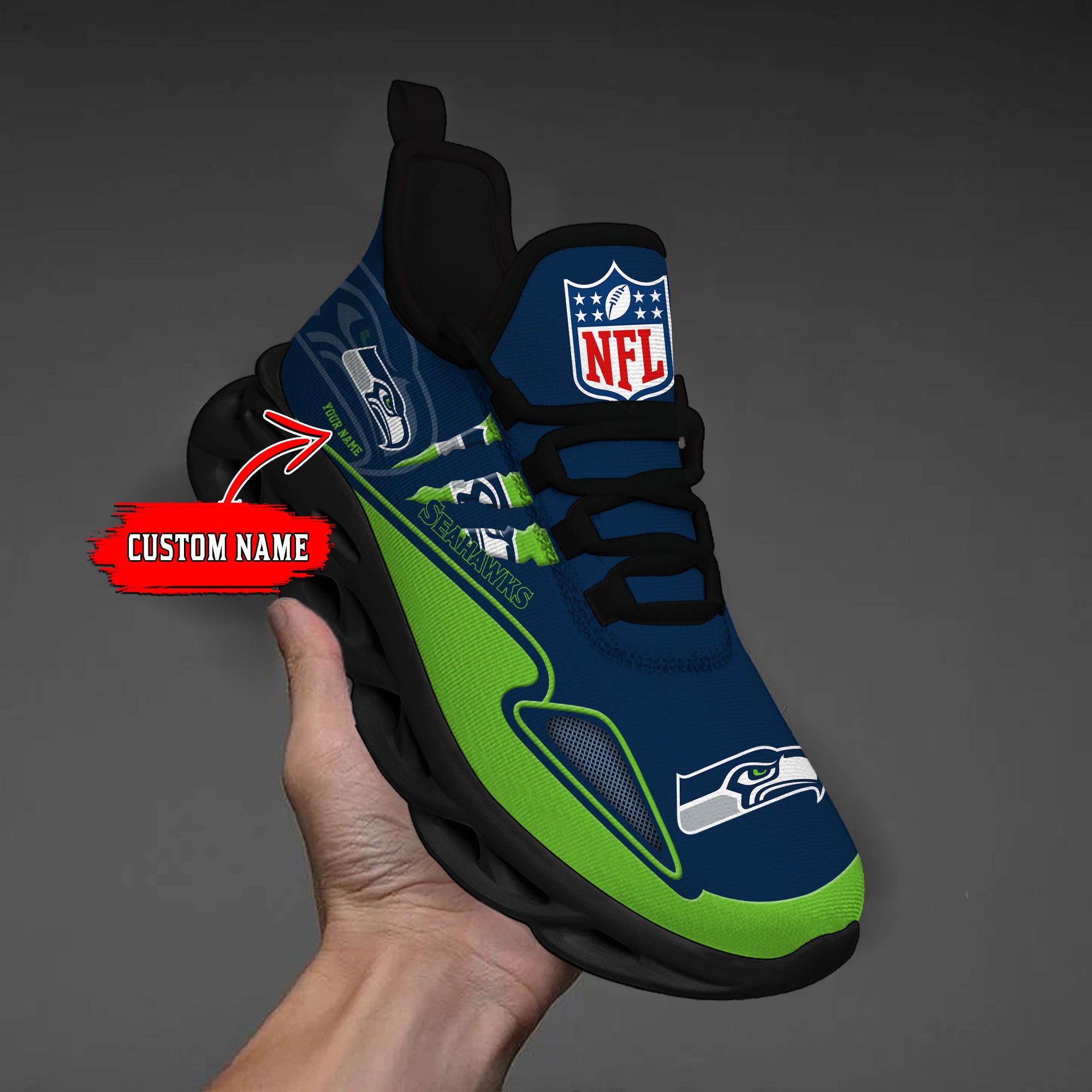 Ideafootwear Seattle Seahawks Max Soul Shoes Sneakers For Men And Women