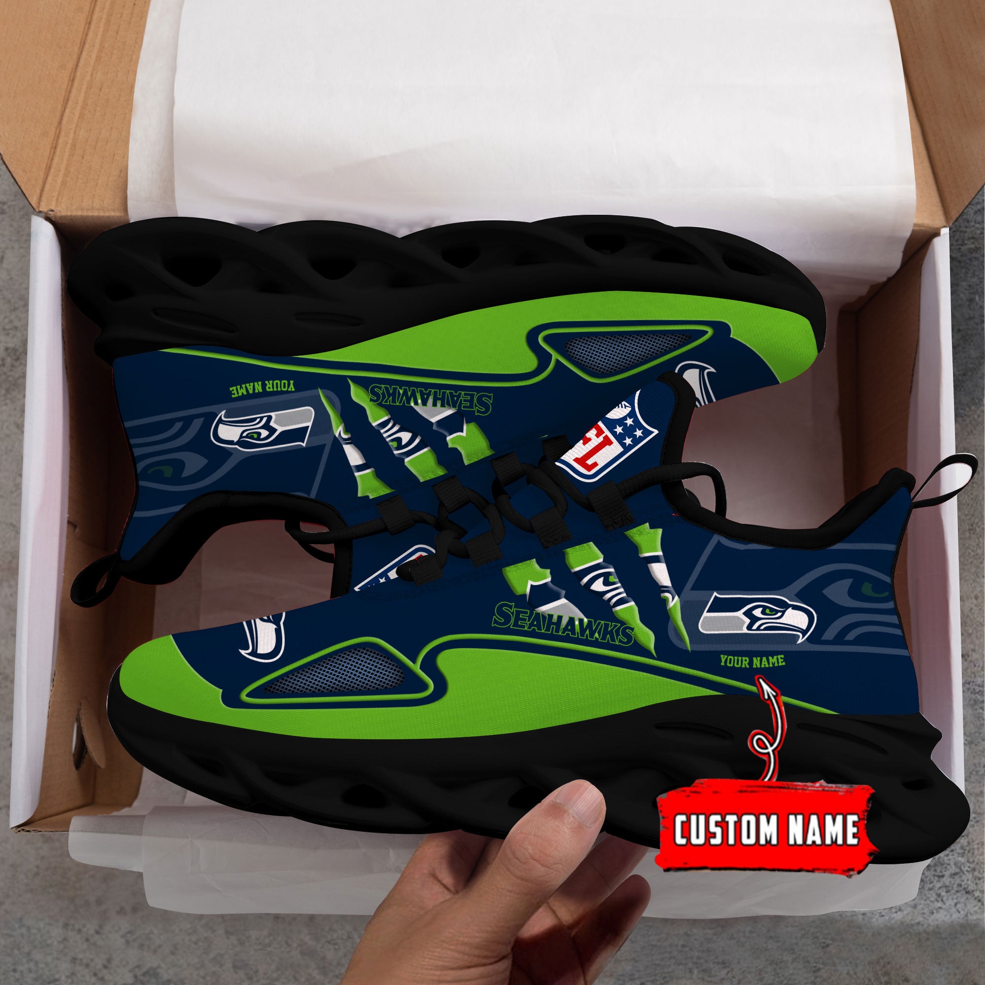 Ideafootwear Seattle Seahawks Max Soul Shoes Sneakers For Men And Women