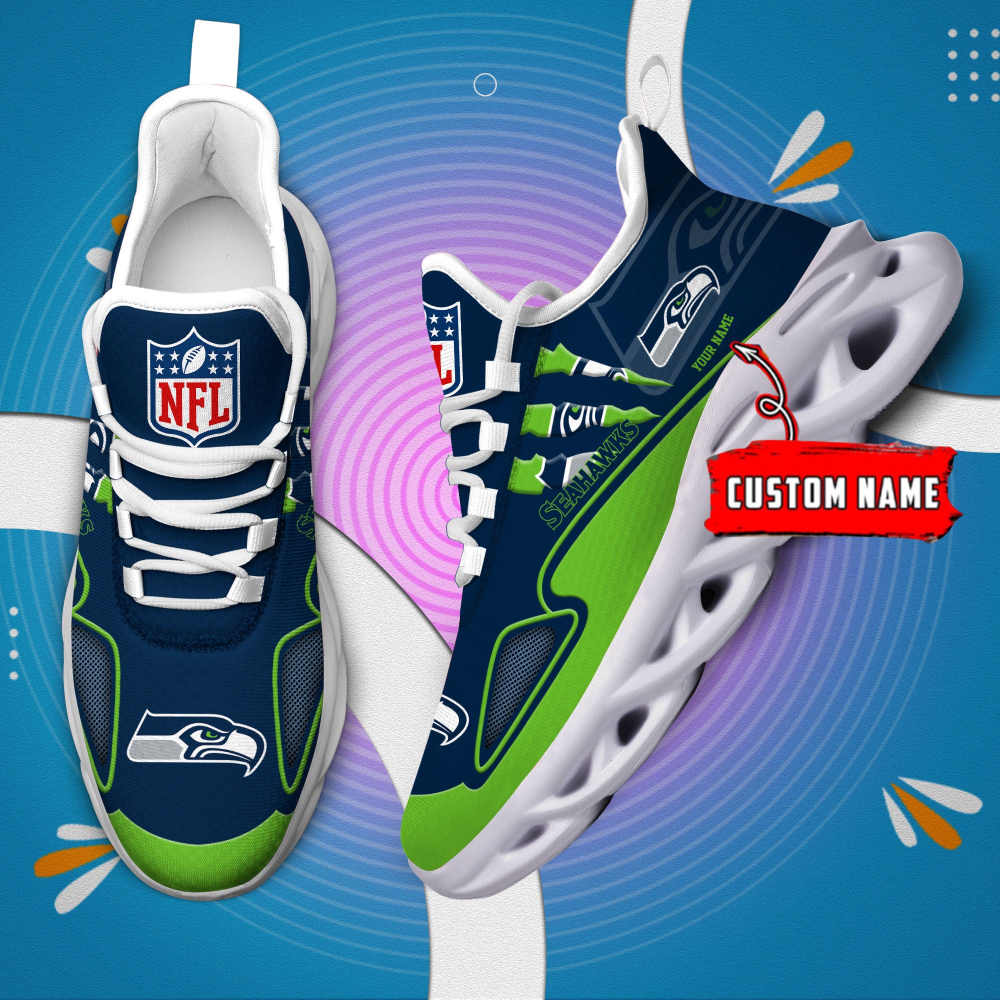 Ideafootwear Seattle Seahawks Max Soul Shoes Sneakers For Men And Women