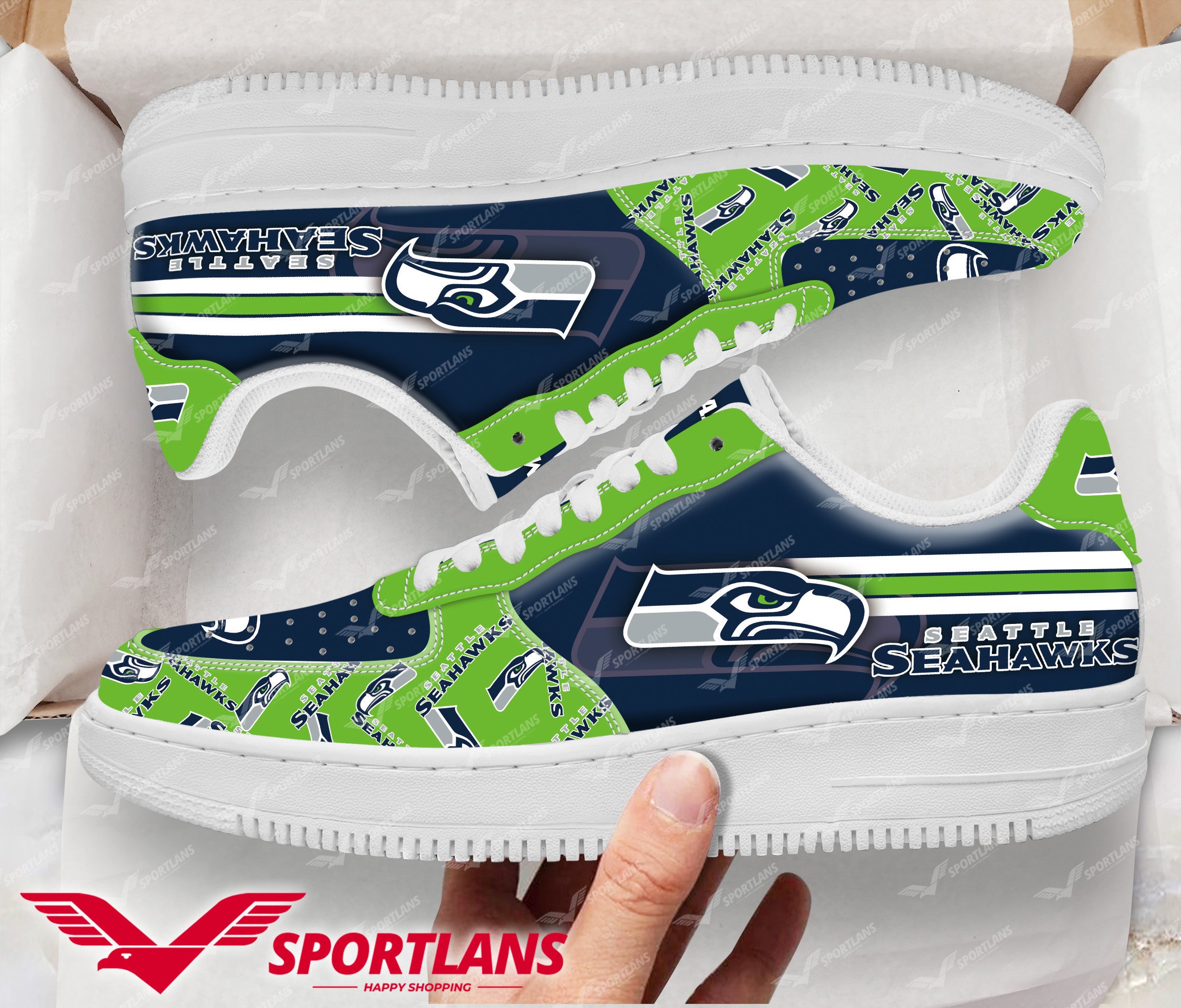 Ideafootwear Seattle Seahawks NFL Air Low-Top Sneakers Shoes For Men And Women