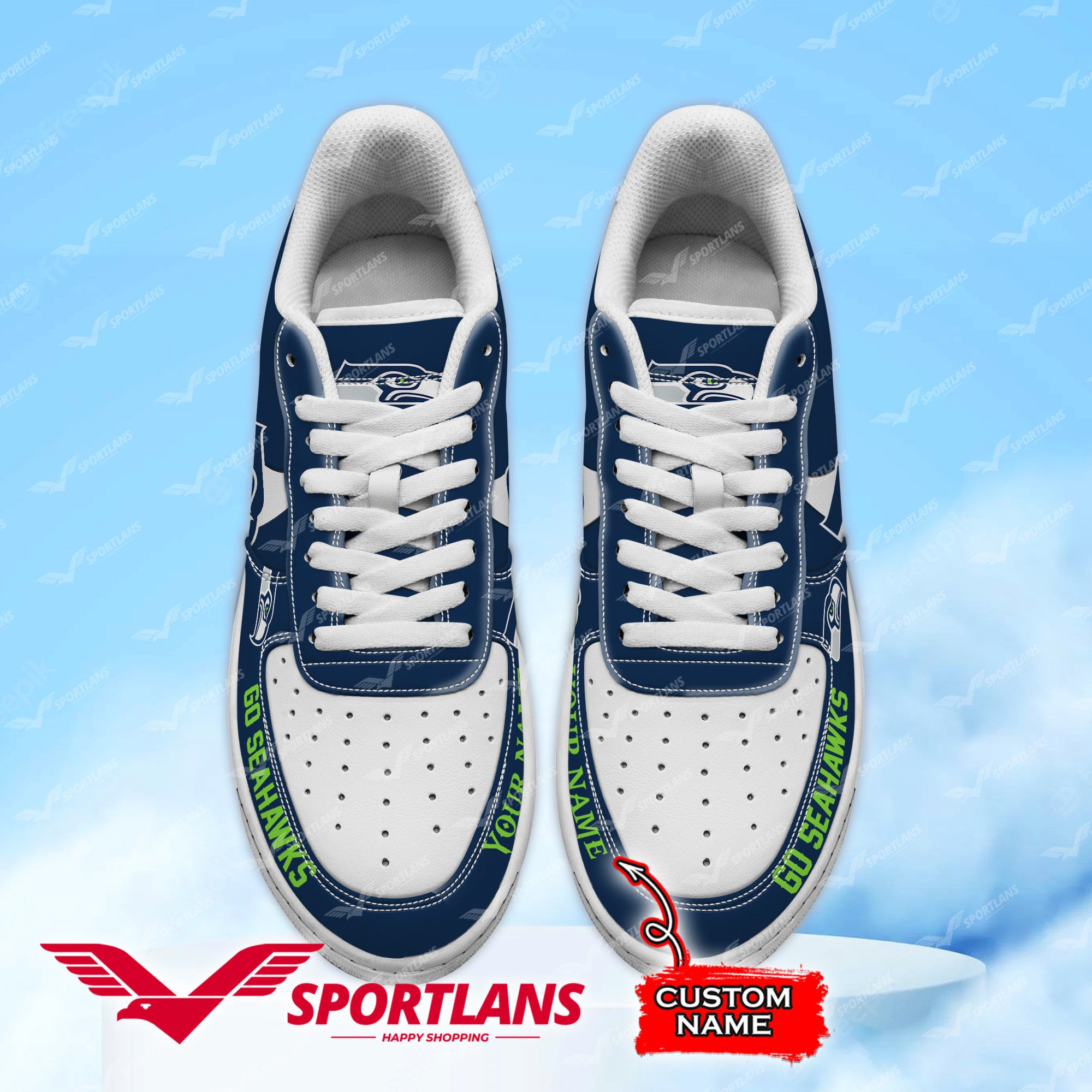 Ideafootwear Seattle Seahawks NFL Air Low-Top Sneakers Shoes For Men And Women