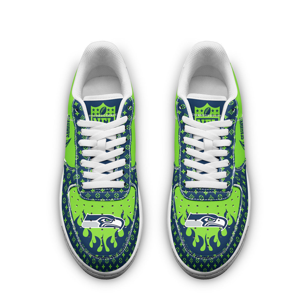 Ideafootwear Seattle Seahawks NFL Air Low-Top Sneakers Shoes For Men And Women