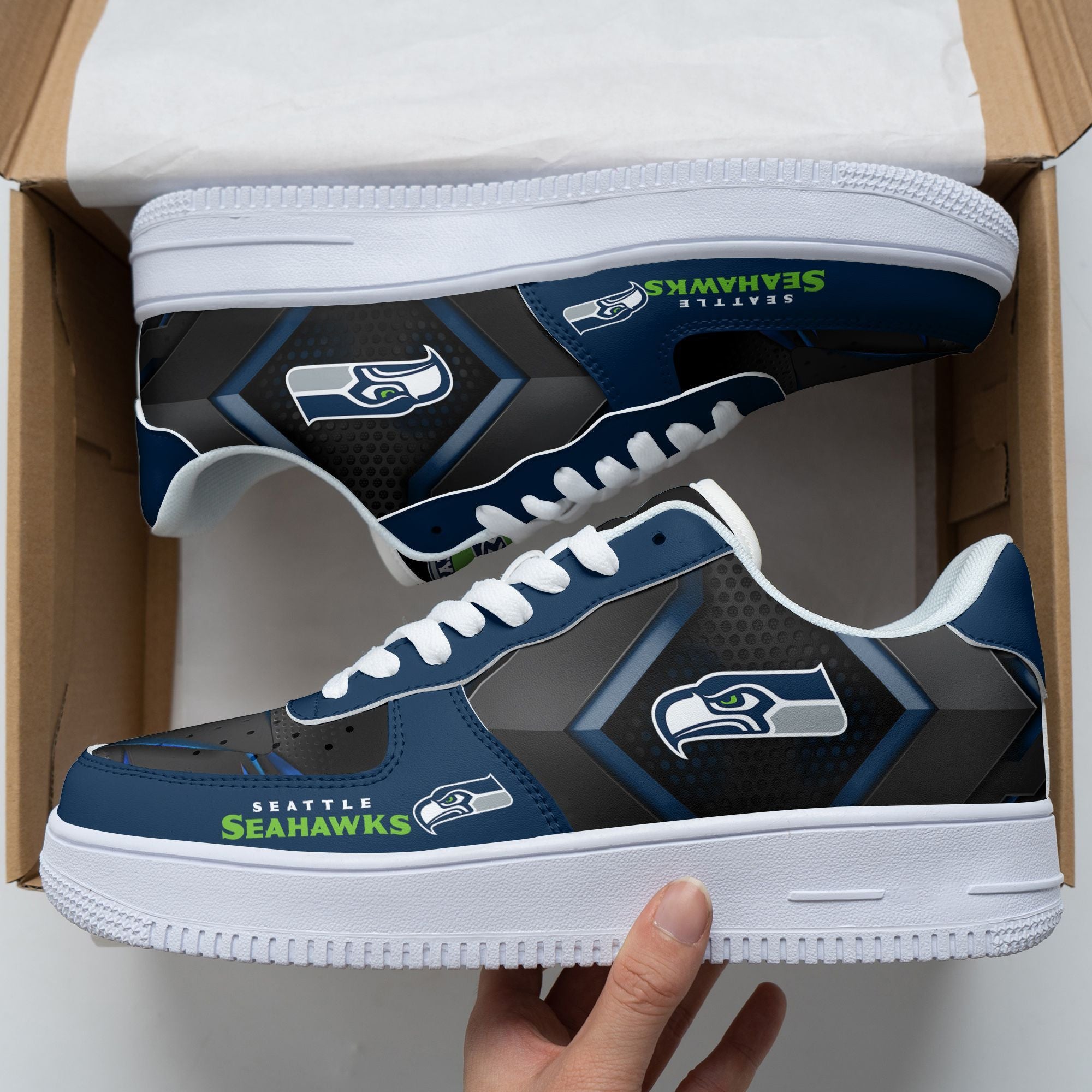 Ideafootwear Seattle Seahawks NFL Air Low-Top Sneakers Shoes For Men And Women