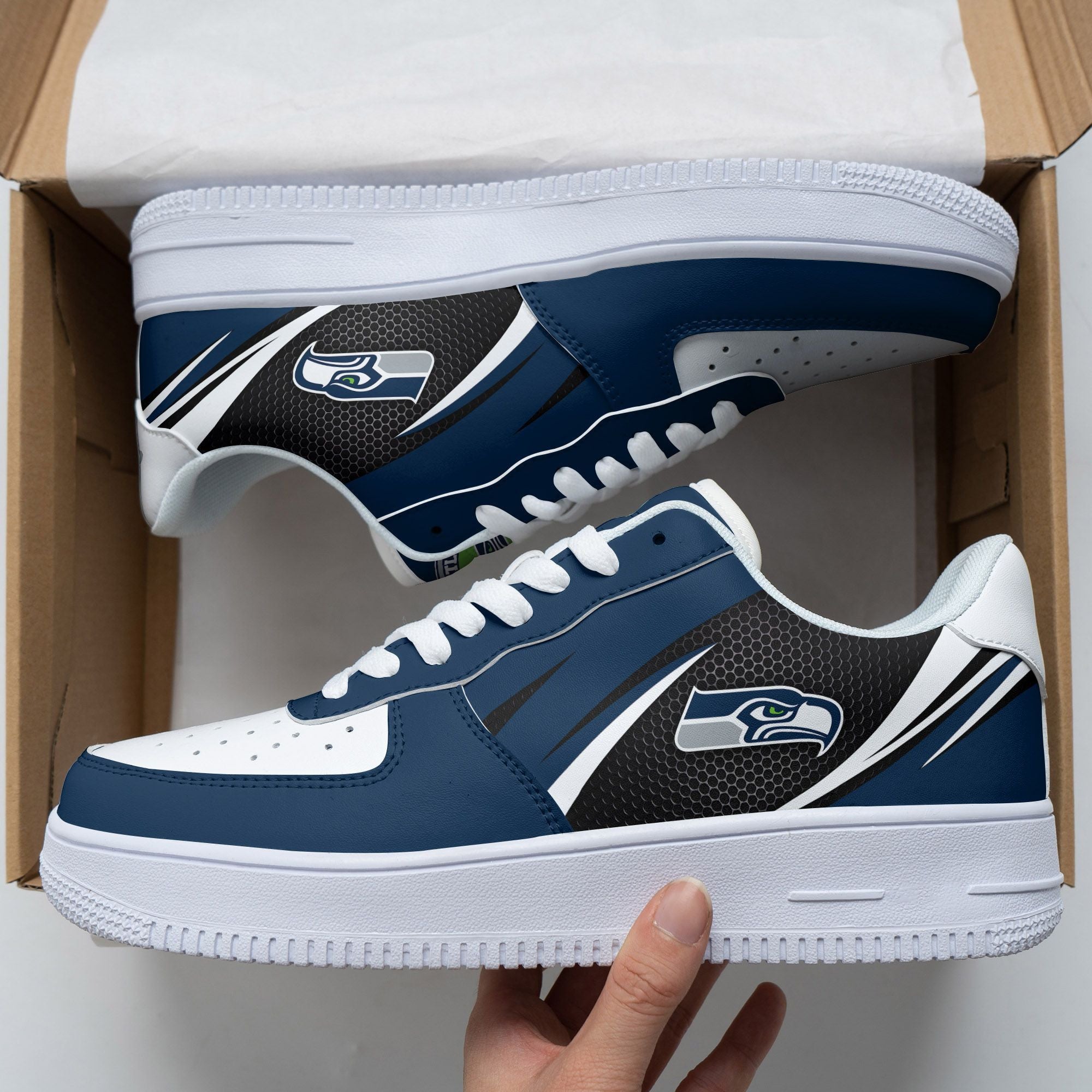 Ideafootwear Seattle Seahawks NFL Air Low-Top Sneakers Shoes For Men And Women