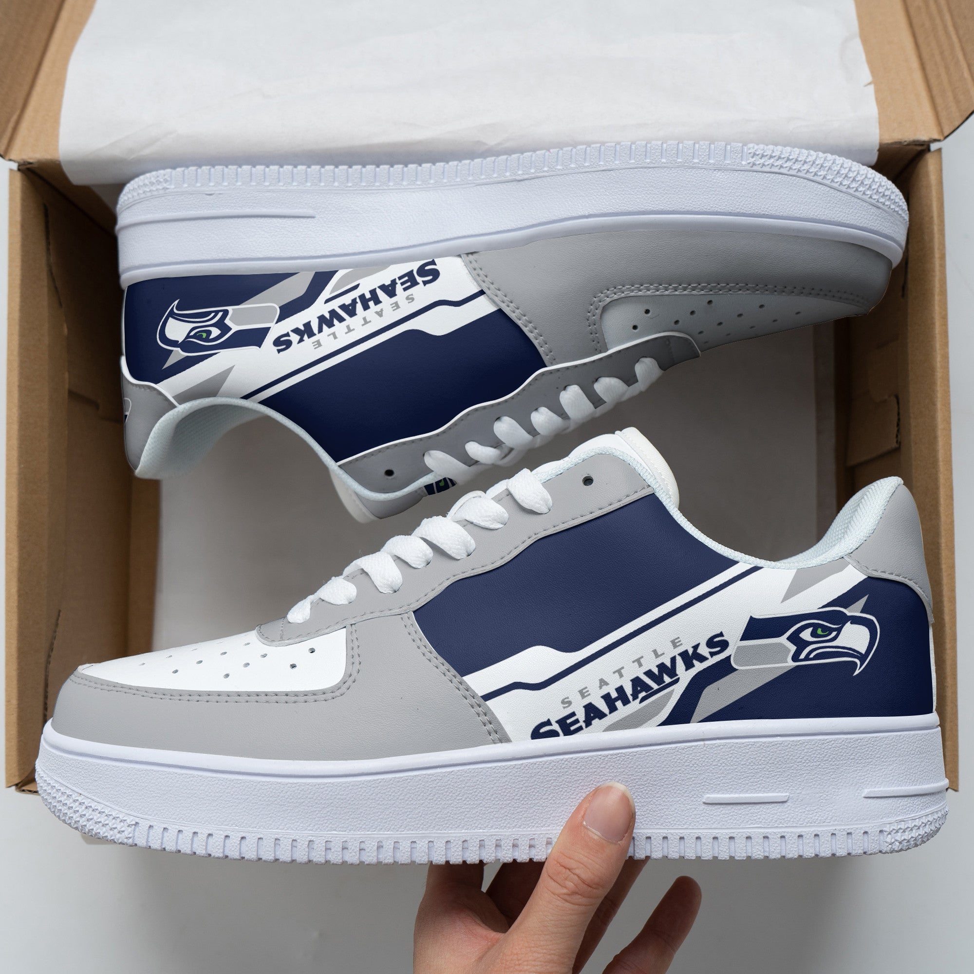 Ideafootwear Seattle Seahawks NFL Air Low-Top Sneakers Shoes For Men And Women