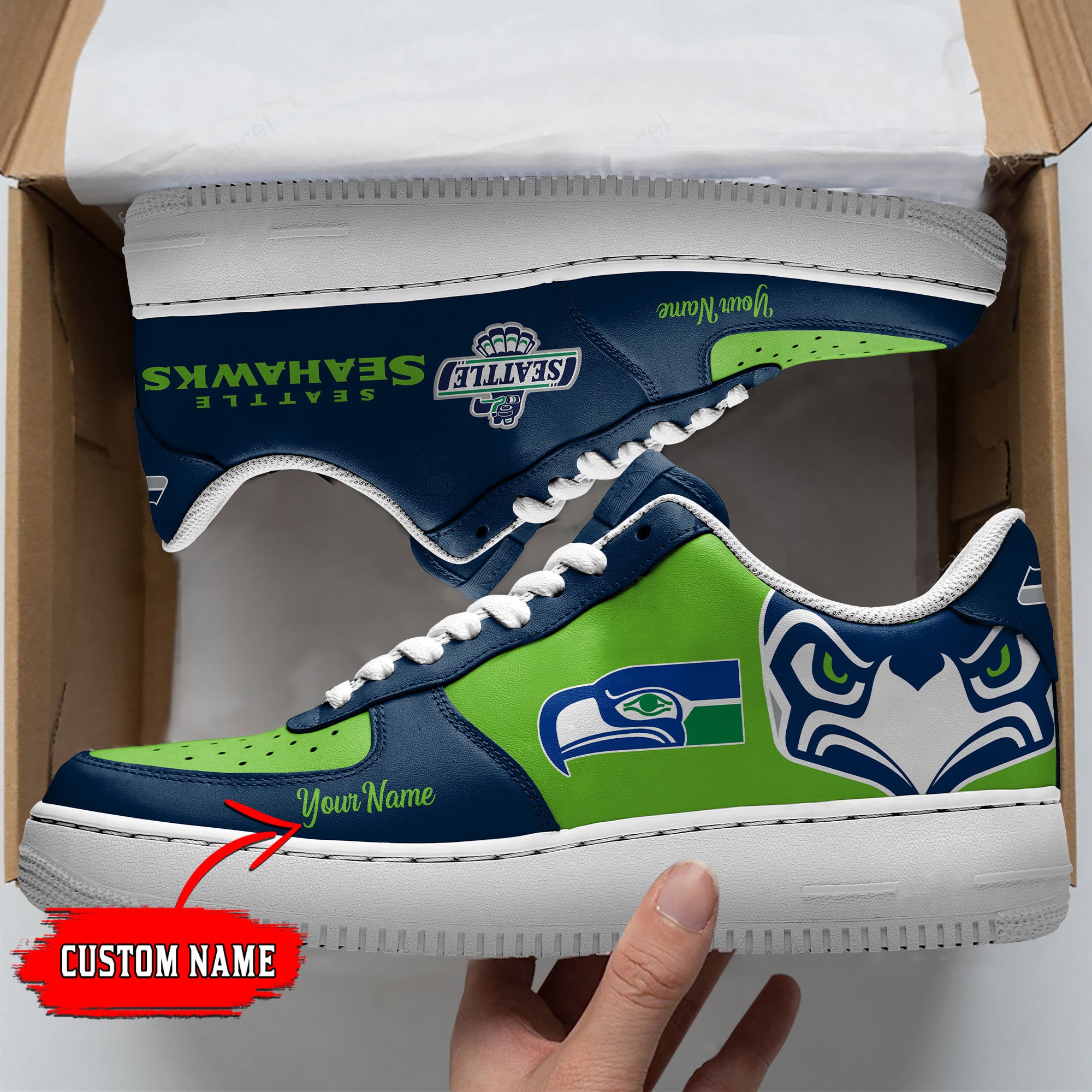 Ideafootwear Seattle Seahawks NFL Air Low-Top Sneakers Shoes For Men And Women