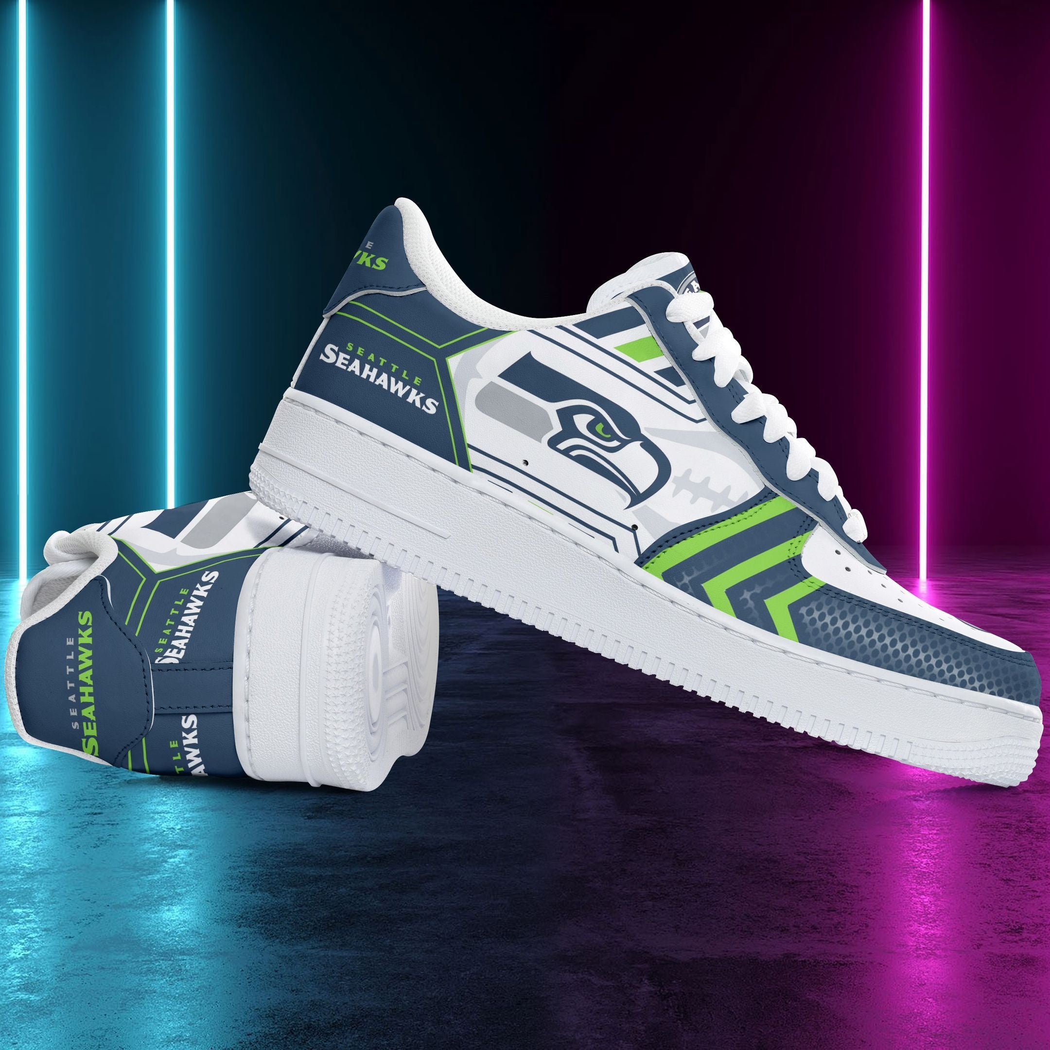 Ideafootwear Seattle Seahawks NFL Air Low-Top Sneakers Shoes For Men And Women