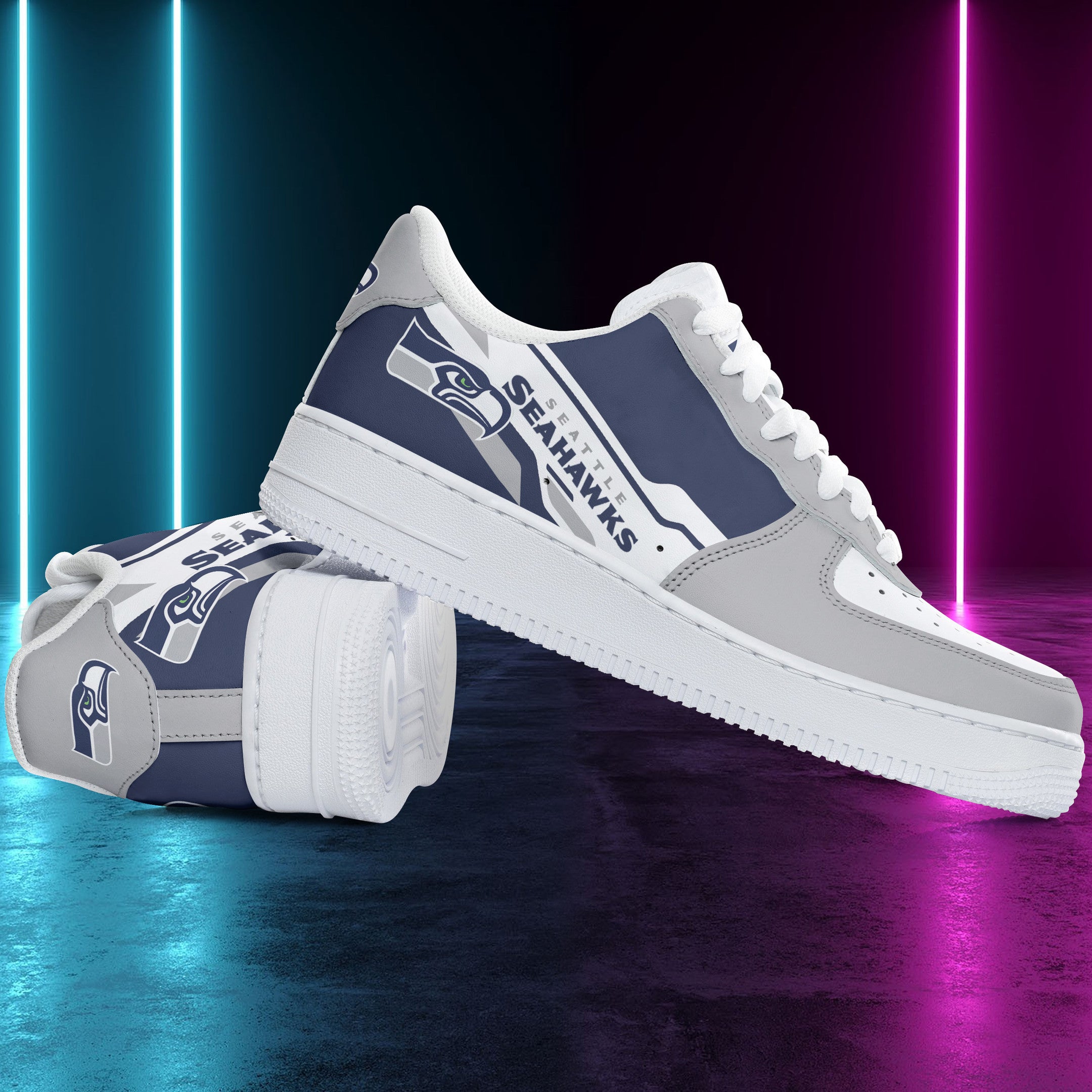 Ideafootwear Seattle Seahawks NFL Air Low-Top Sneakers Shoes For Men And Women
