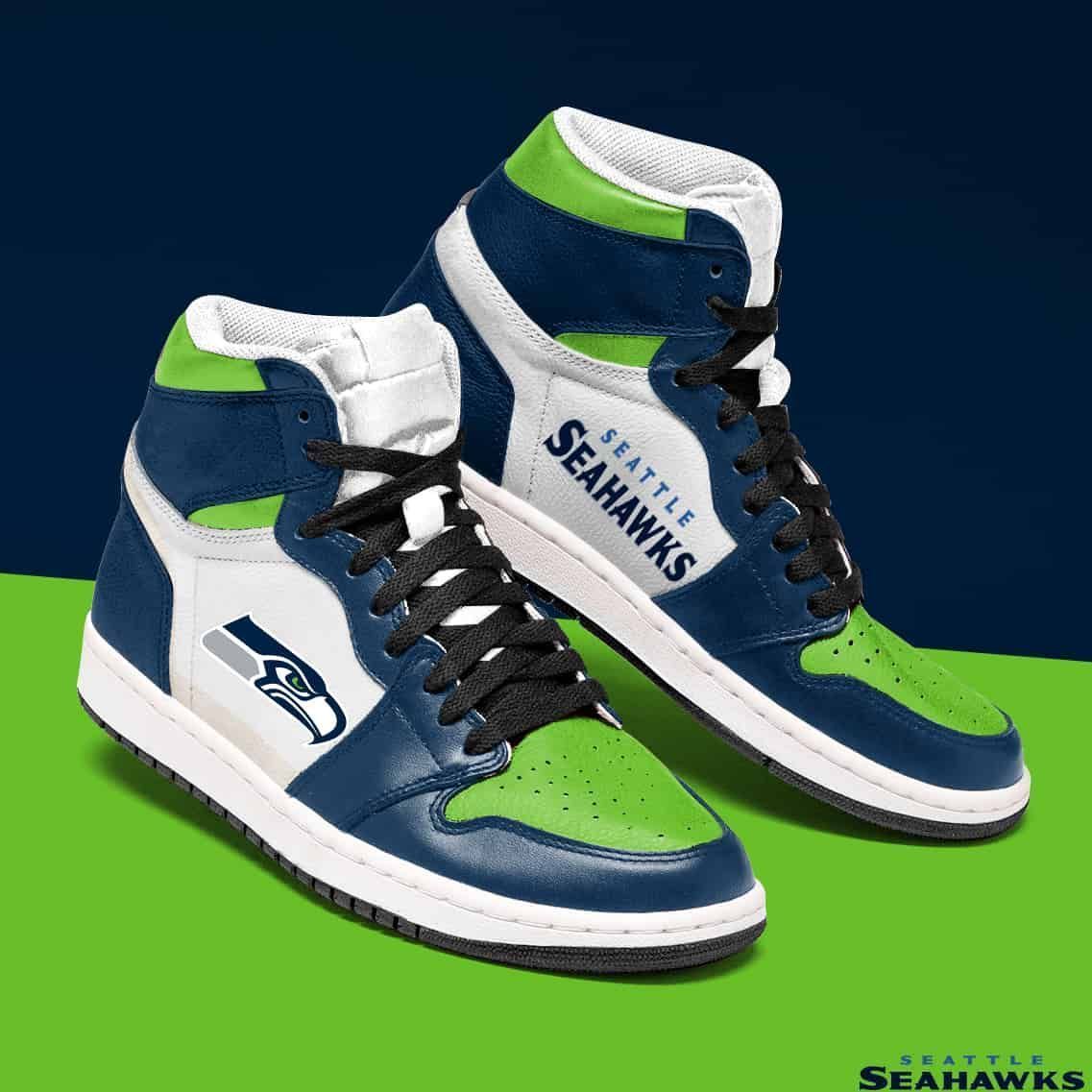 Ideafootwear Seattle Seahawks NFL AJ1 High Sneakers Shoes For Men And Women